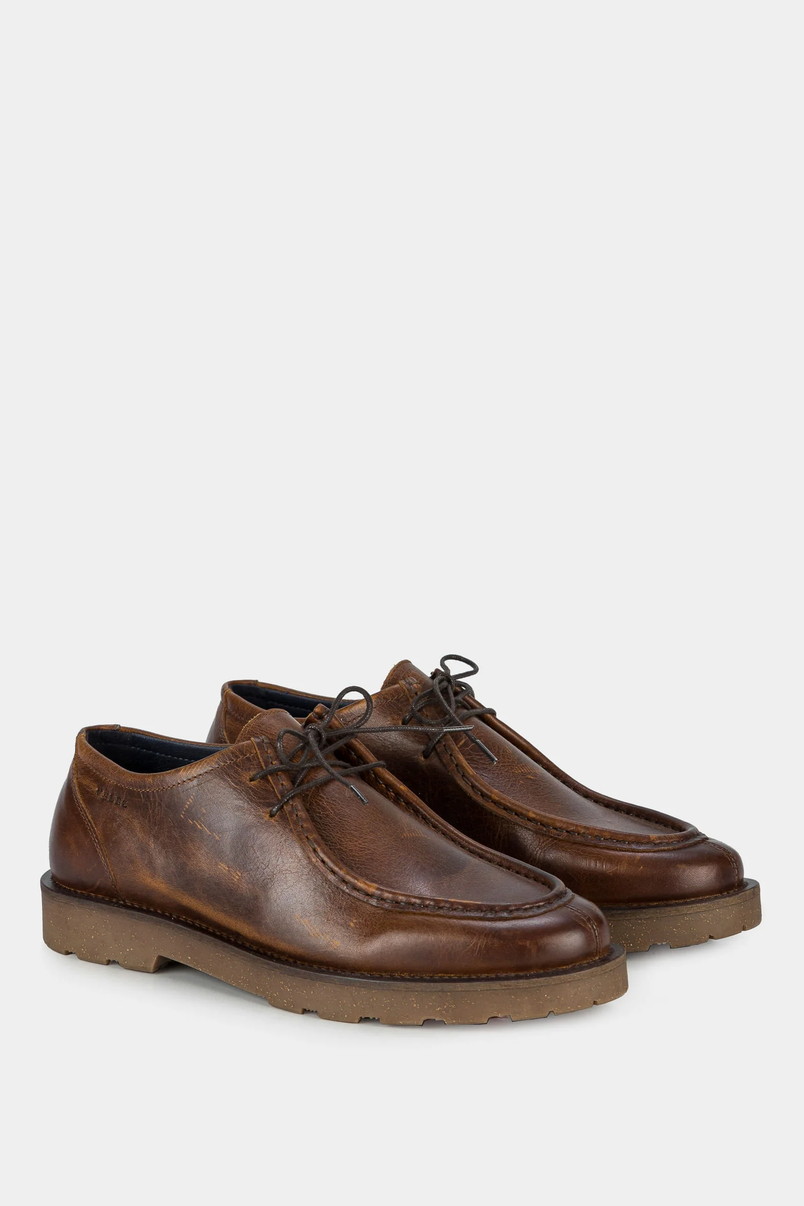Men’s Borba Lace-Up Shoes in Brown Leather with Handcrafted Effect - Image 2