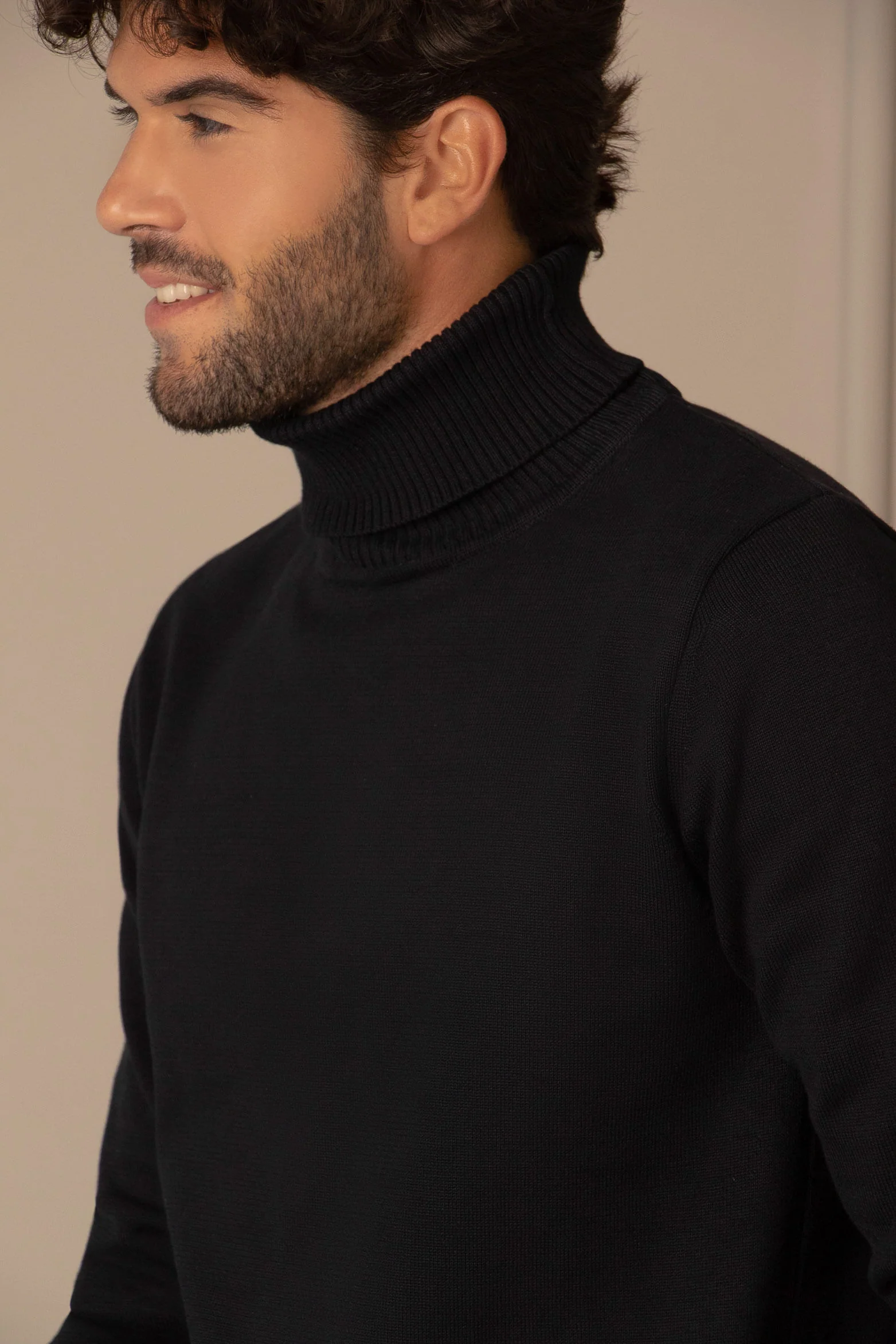 Men’s Combai Turtleneck Sweater in Black - Image 3