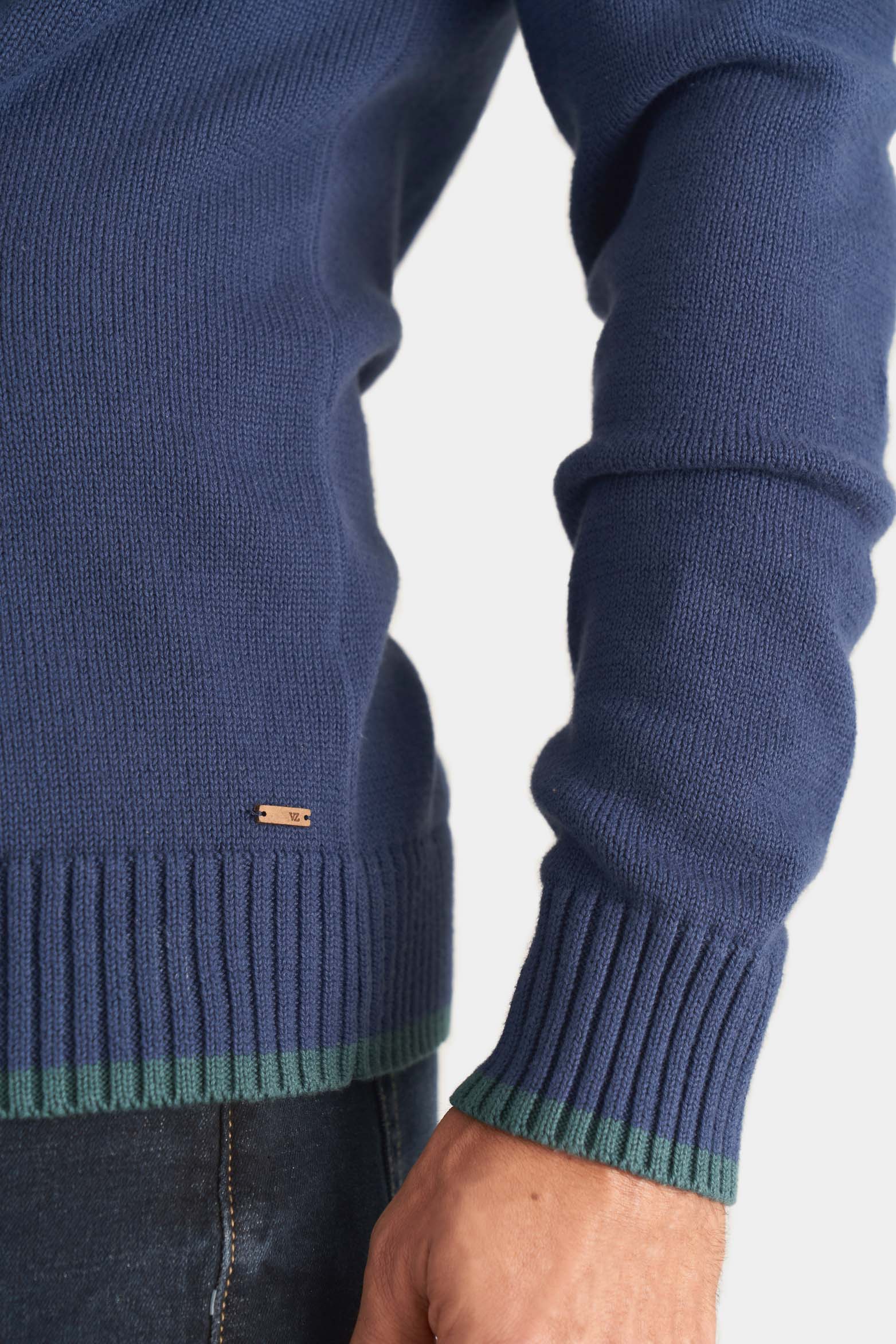 Men’s Corvus Cotton Knit Sweater with Contrasting Details - Image 4