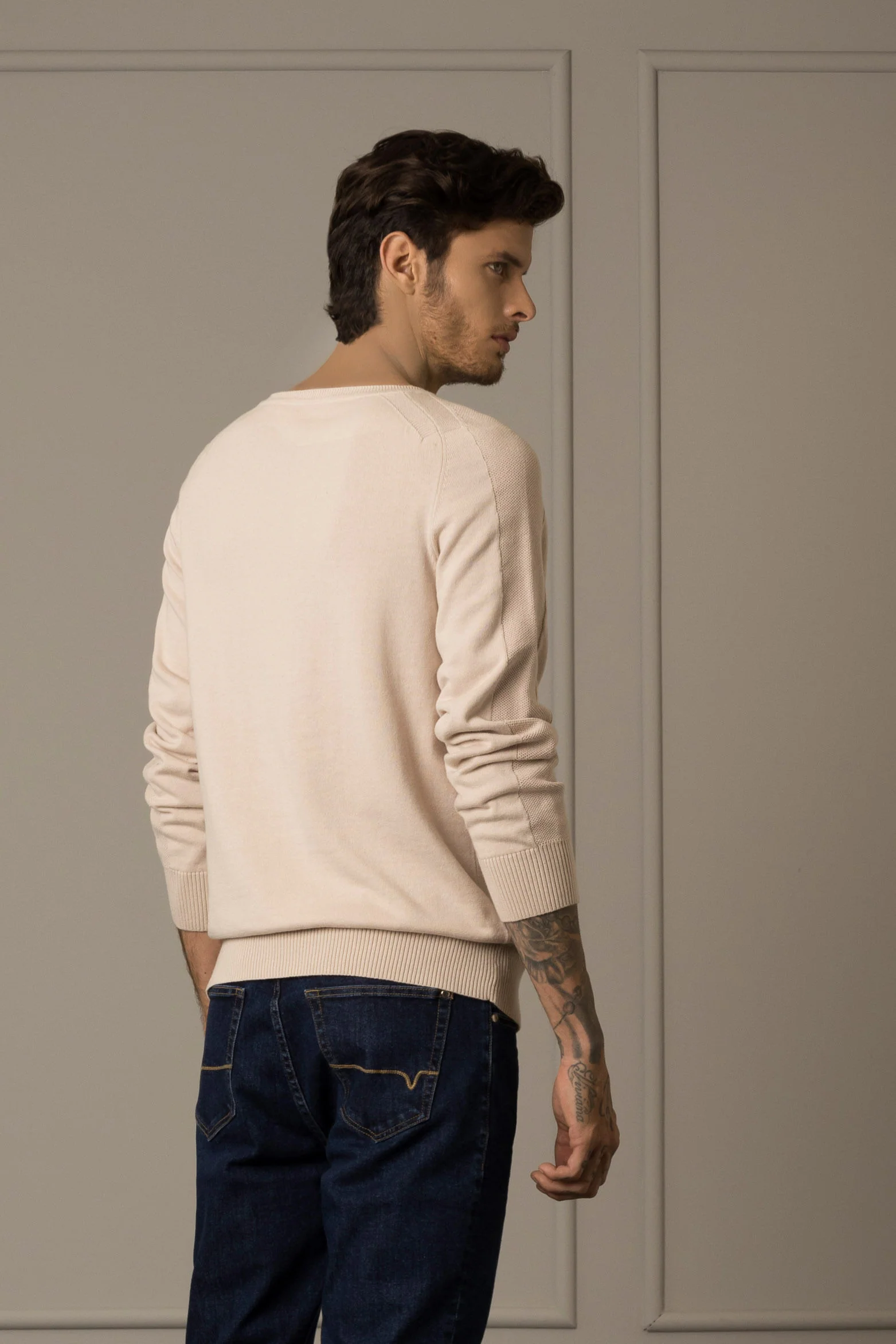 Men’s Cotton Knit Sweater with Raglan Sleeves - Image 4