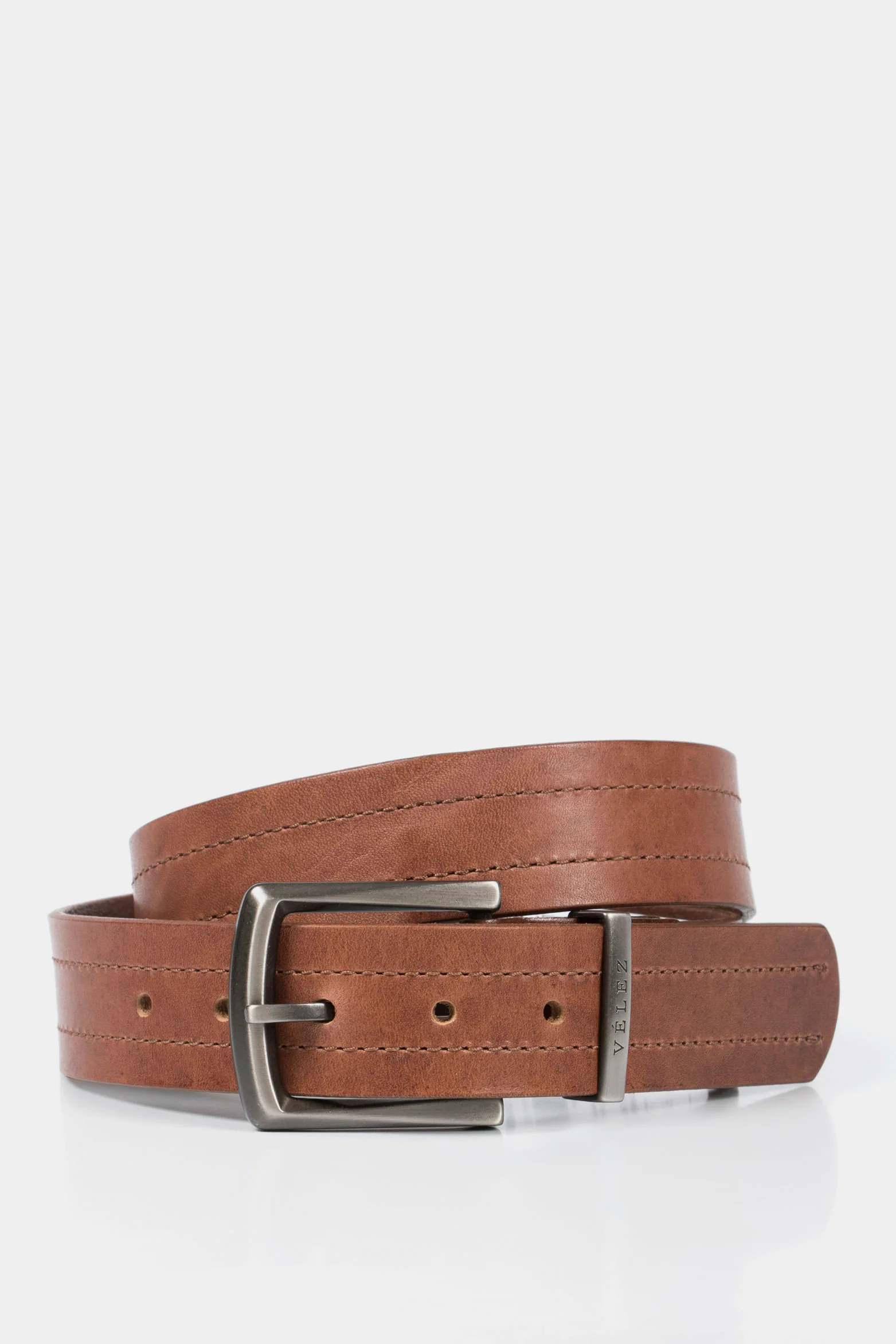Men’s Courage Single-Sided Leather Belt with Metallic Keeper Loop