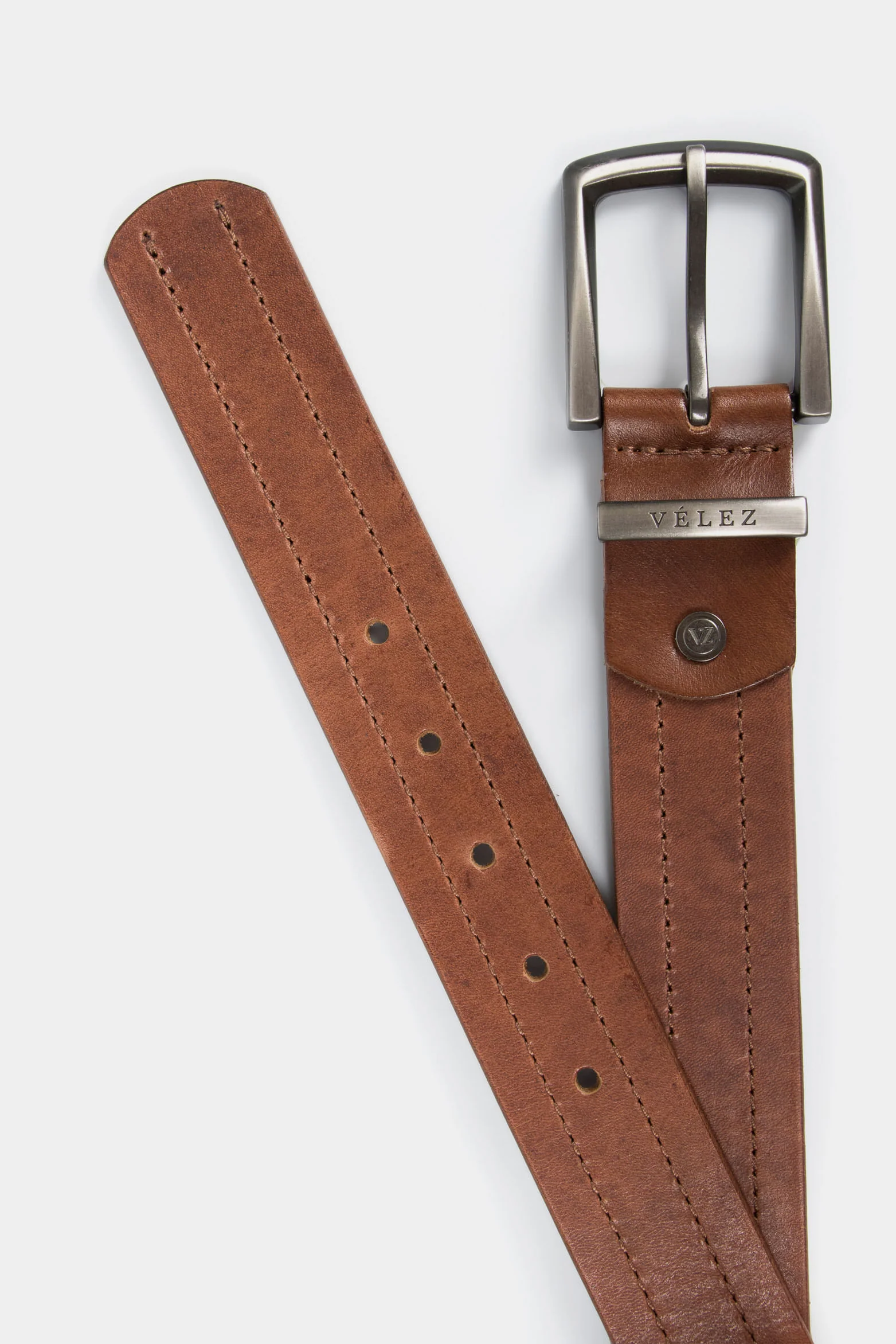 Men’s Courage Single-Sided Leather Belt with Metallic Keeper Loop - Image 2