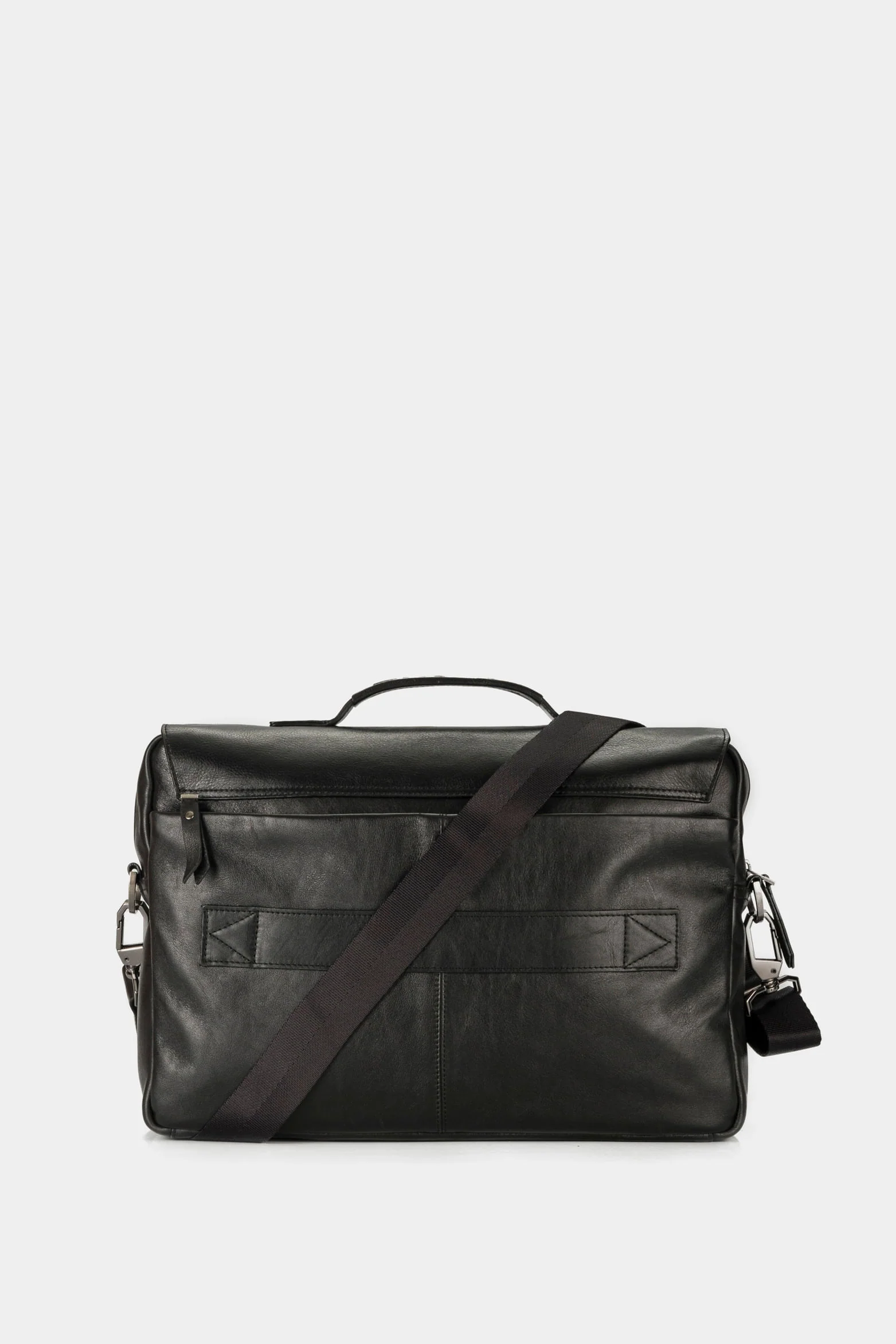 Men’s Ferrat Messenger Handbags in Black Leather with Dual Lock System - Image 3