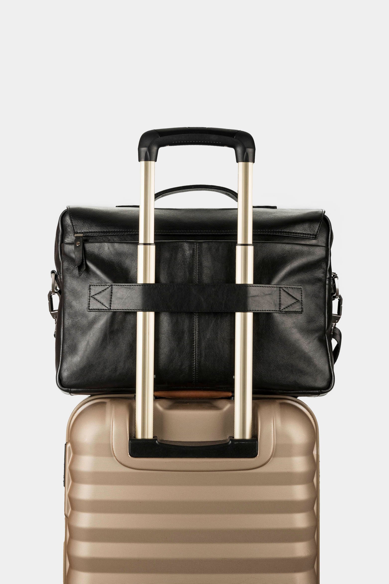 Men’s Ferrat Messenger Handbags in Black Leather with Dual Lock System - Image 4