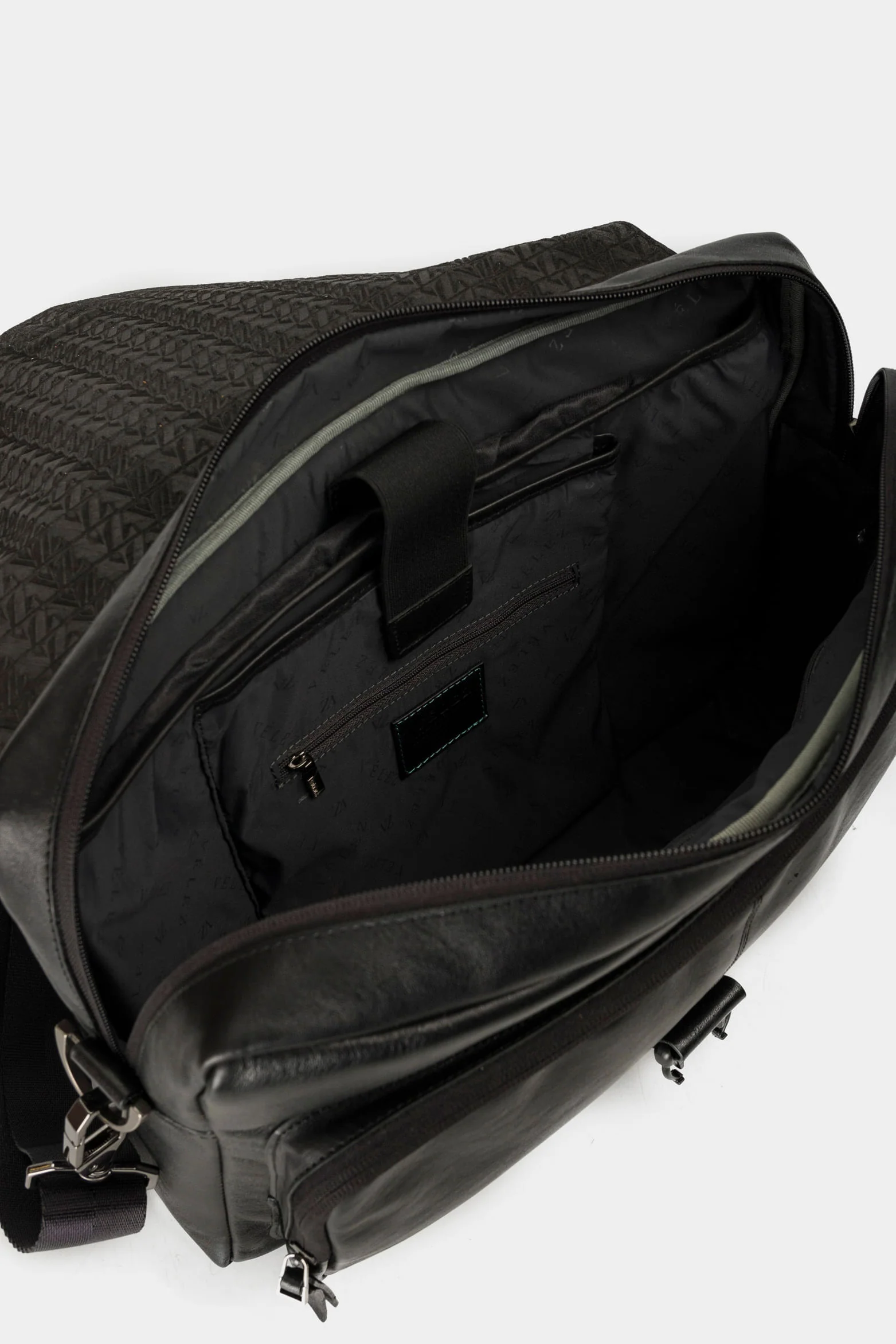 Men’s Ferrat Messenger Handbags in Black Leather with Dual Lock System - Image 8