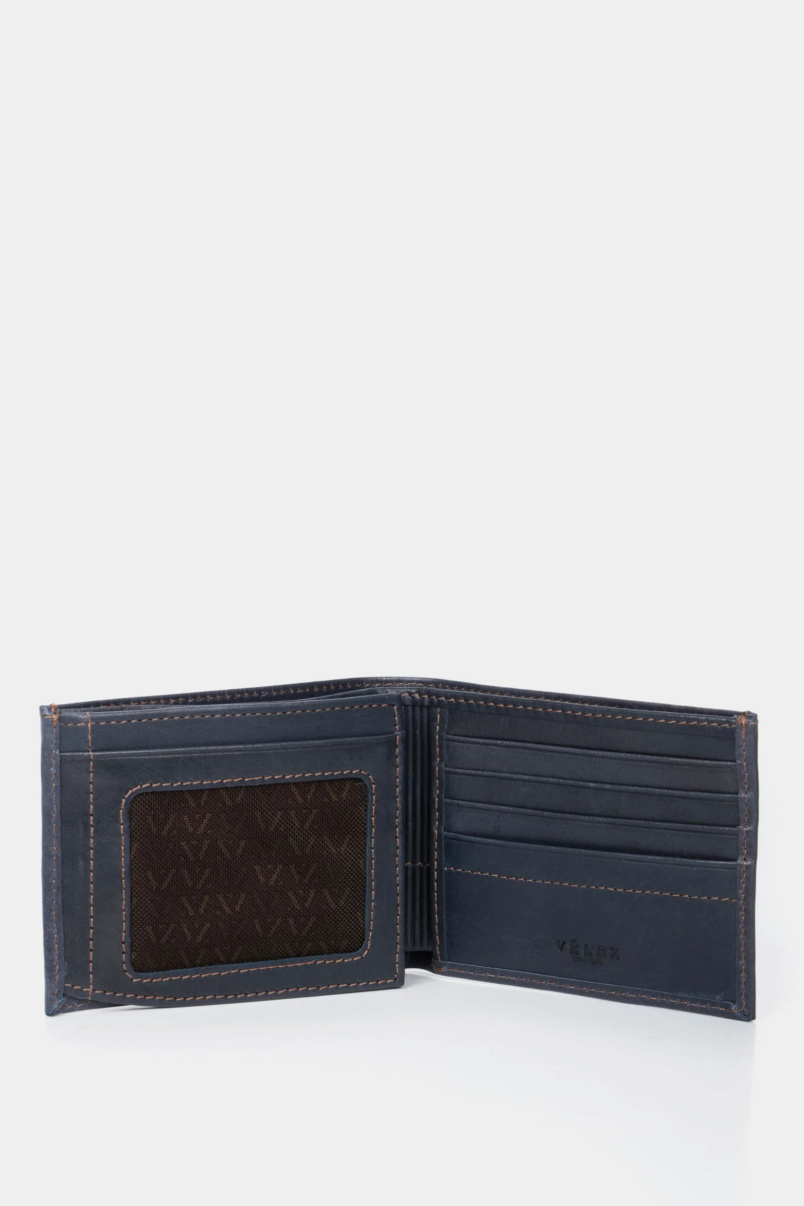 Men’s Humanista Leather Wallet in Dark Blue with Contrast Stitching - Image 2