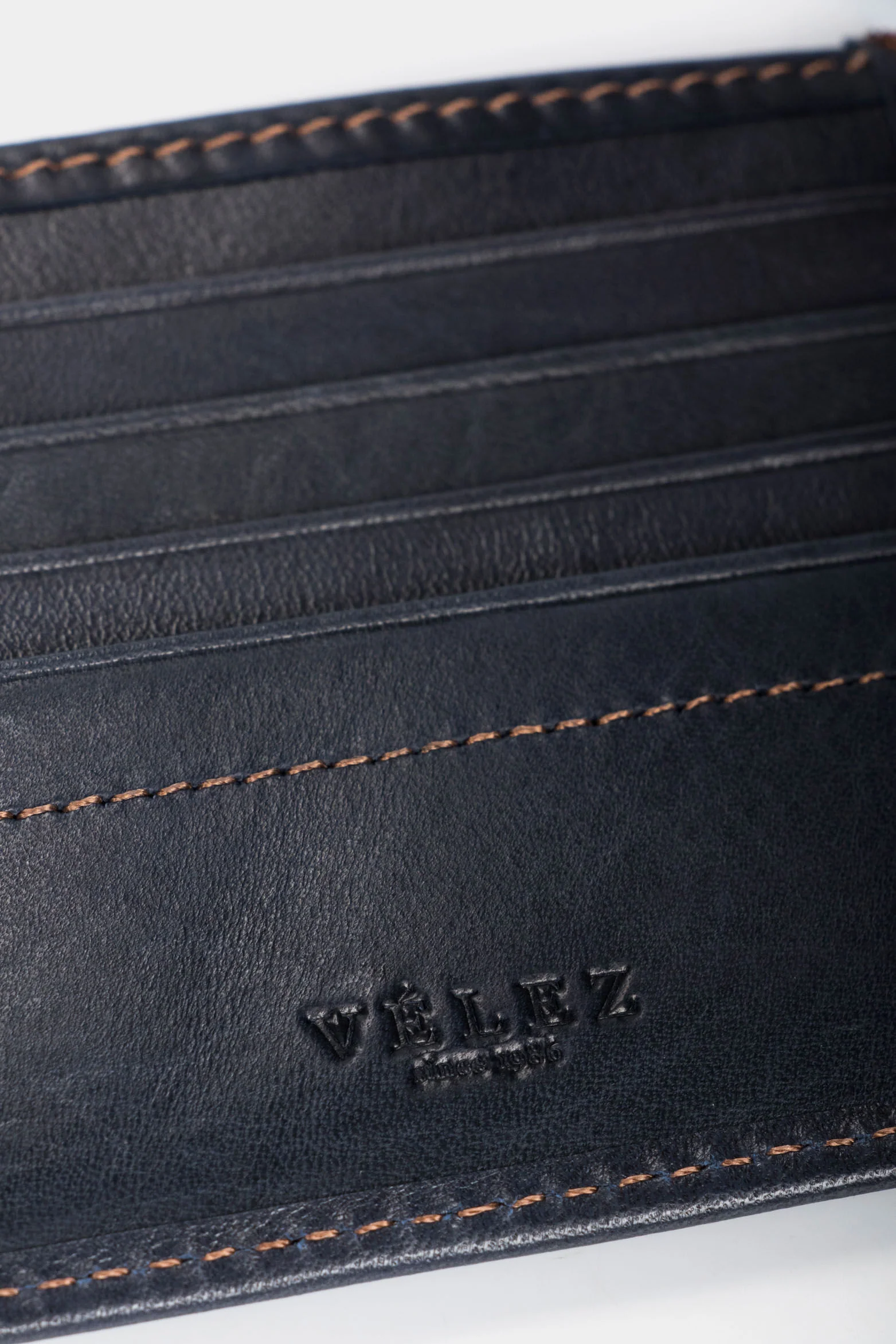 Men’s Humanista Leather Wallet in Dark Blue with Contrast Stitching - Image 5