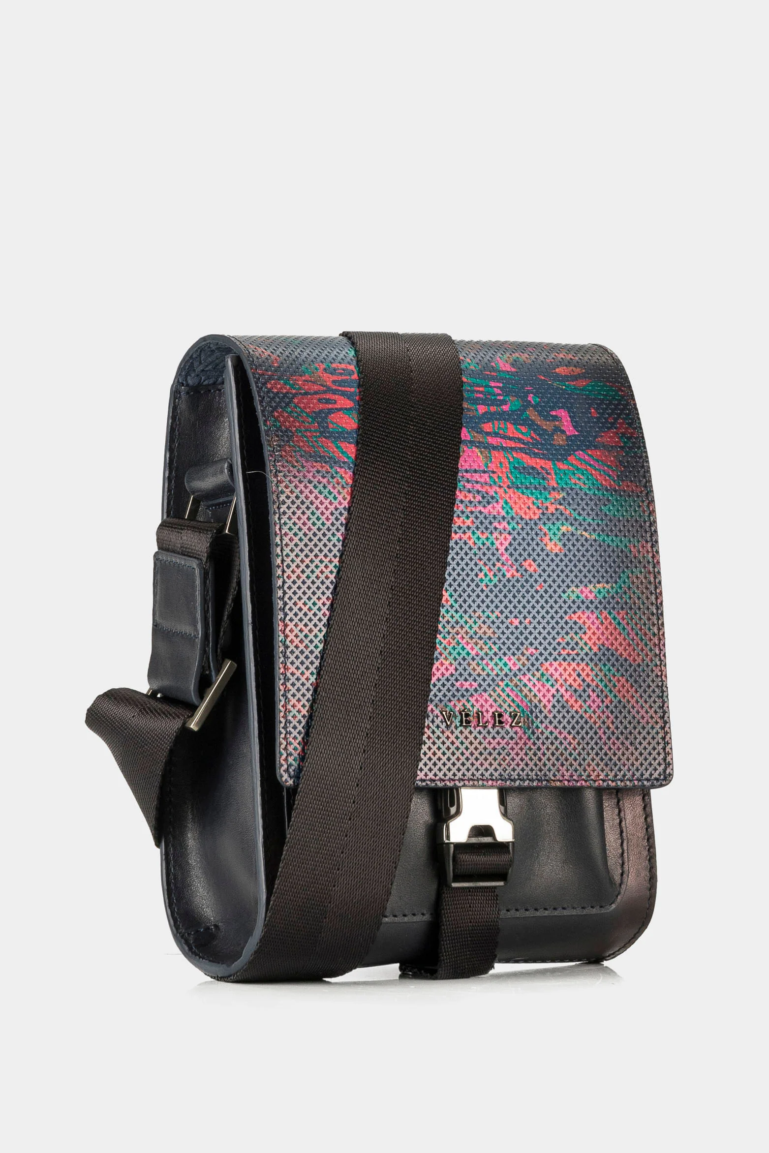 Men’s Leather Shoulder Handbags with Digital Print and Textured Flap - Image 2