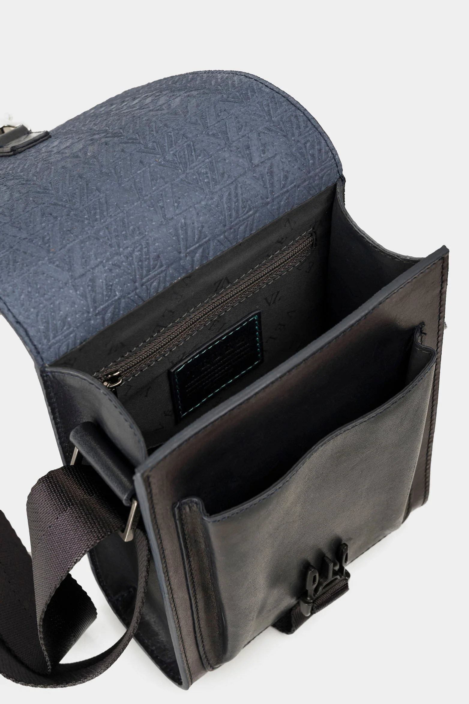 Men’s Leather Shoulder Handbags with Digital Print and Textured Flap - Image 6