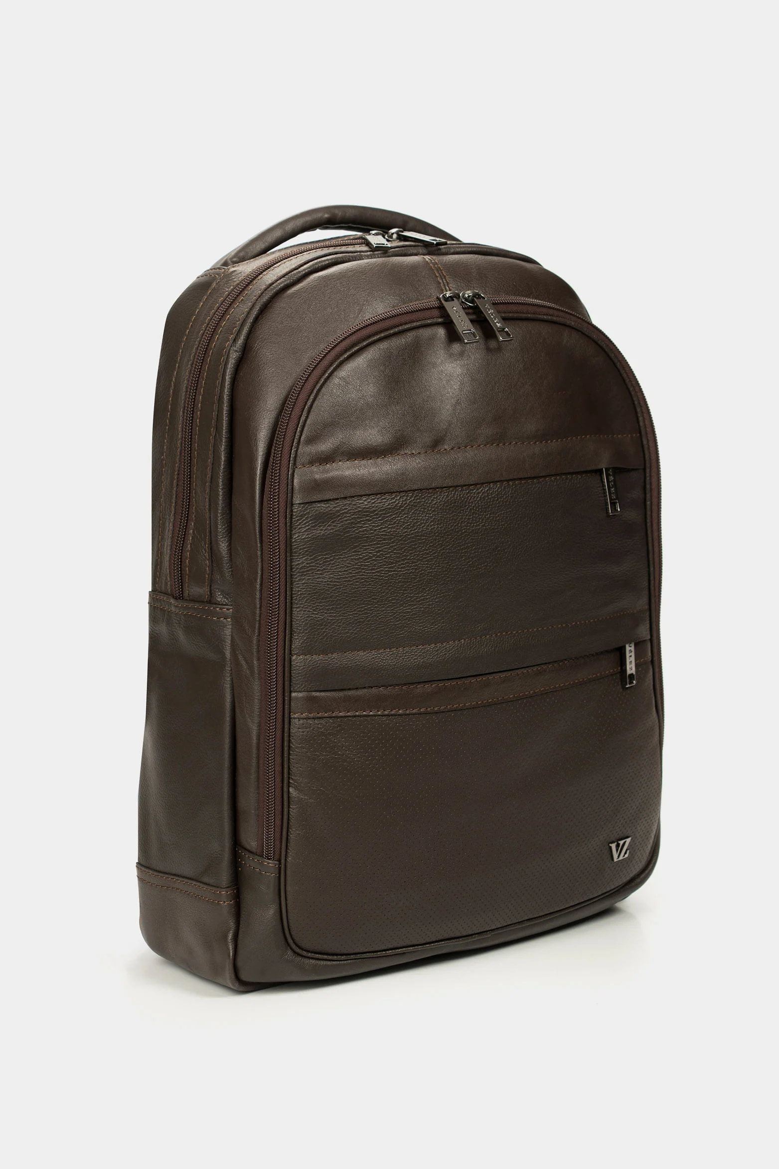 Men’s Multifunctional Backpack in Water Resistant Smooth Brown Leather - Image 3