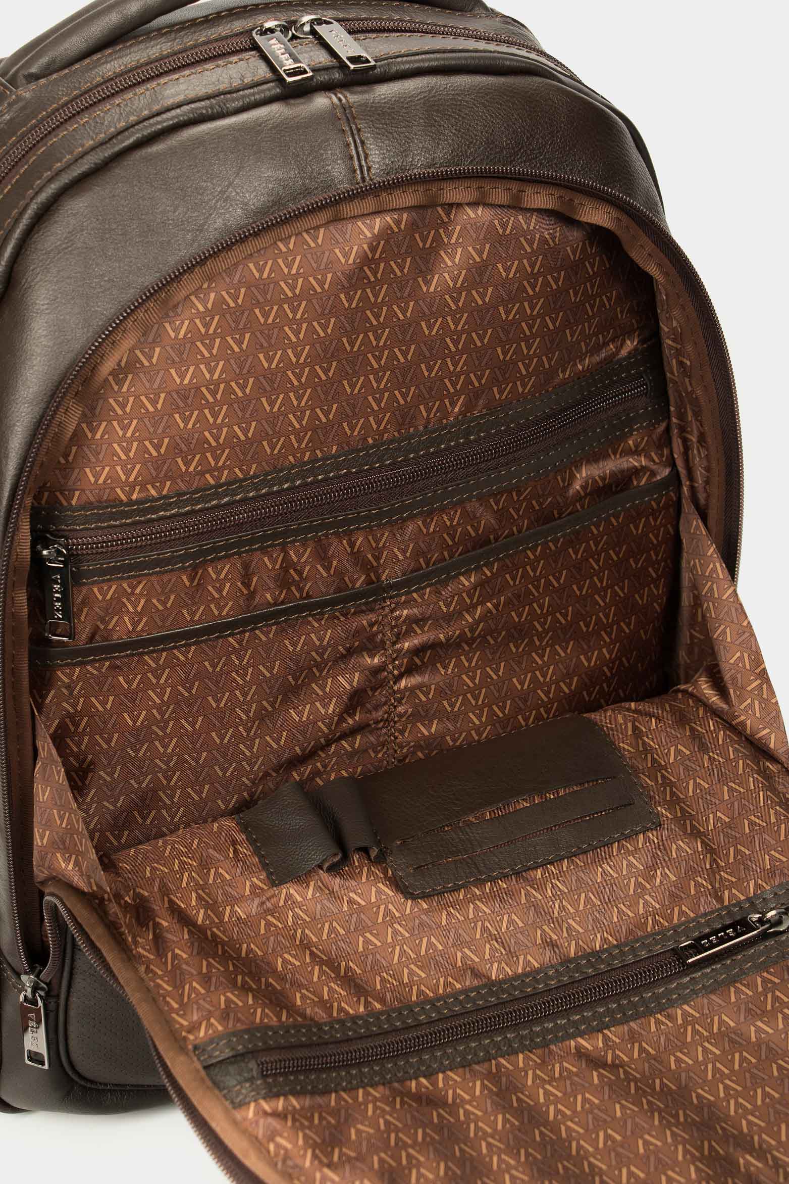 Men’s Multifunctional Backpack in Water Resistant Smooth Brown Leather - Image 7