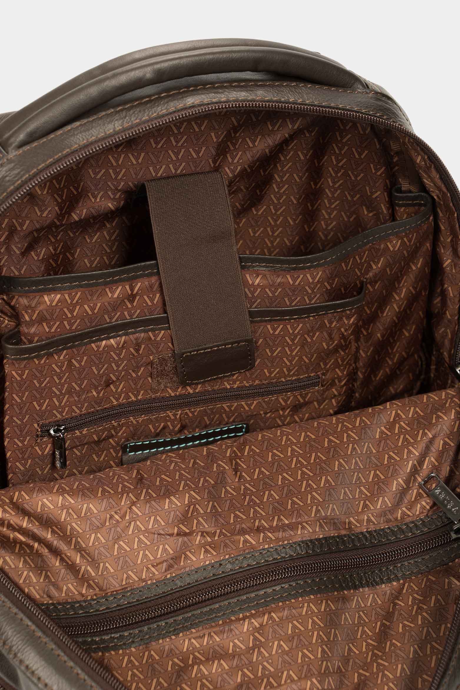 Men’s Multifunctional Backpack in Water Resistant Smooth Brown Leather - Image 8