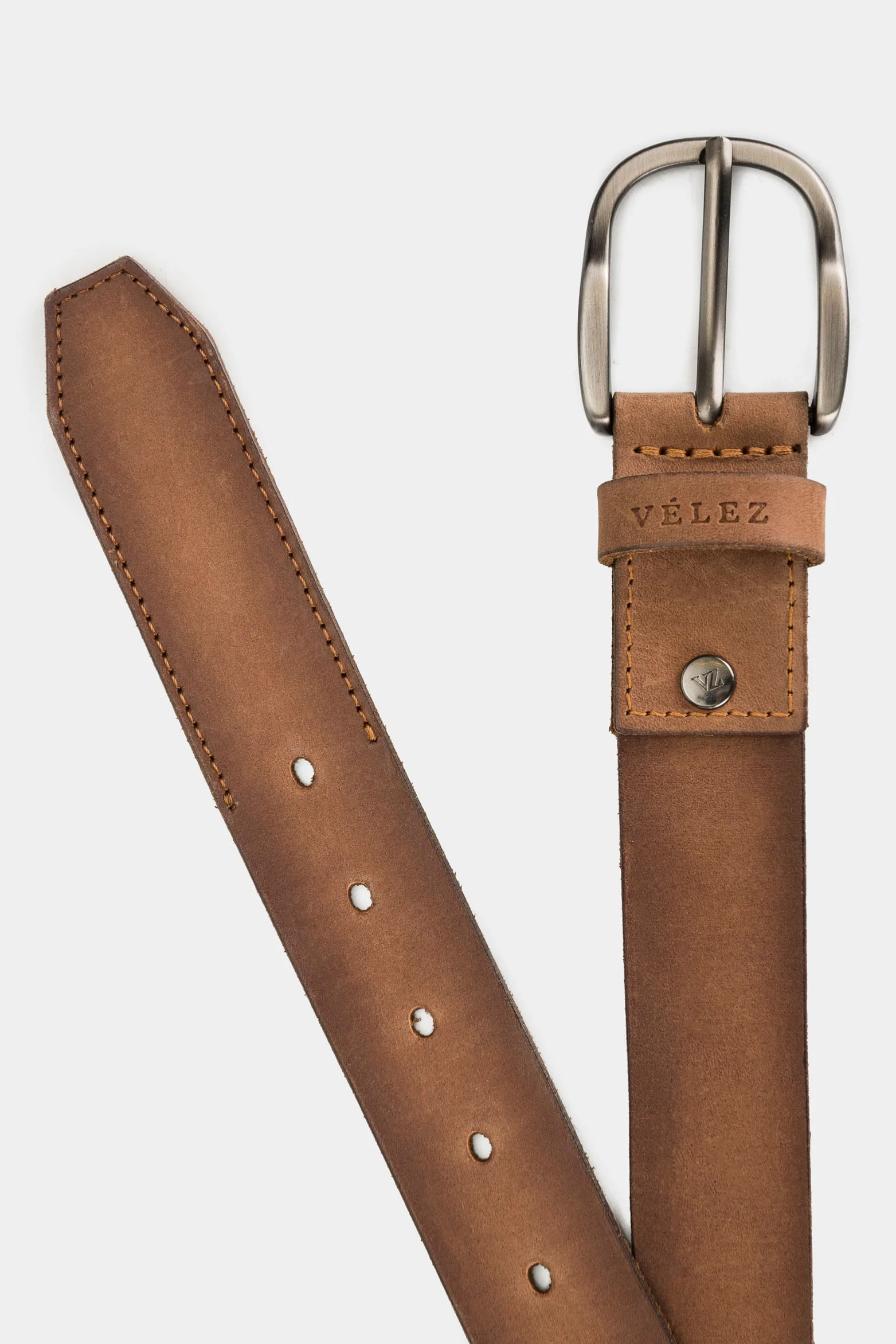 Men’s Onyx Belt in Honey Leather with Contoured Aged Effect - Image 2