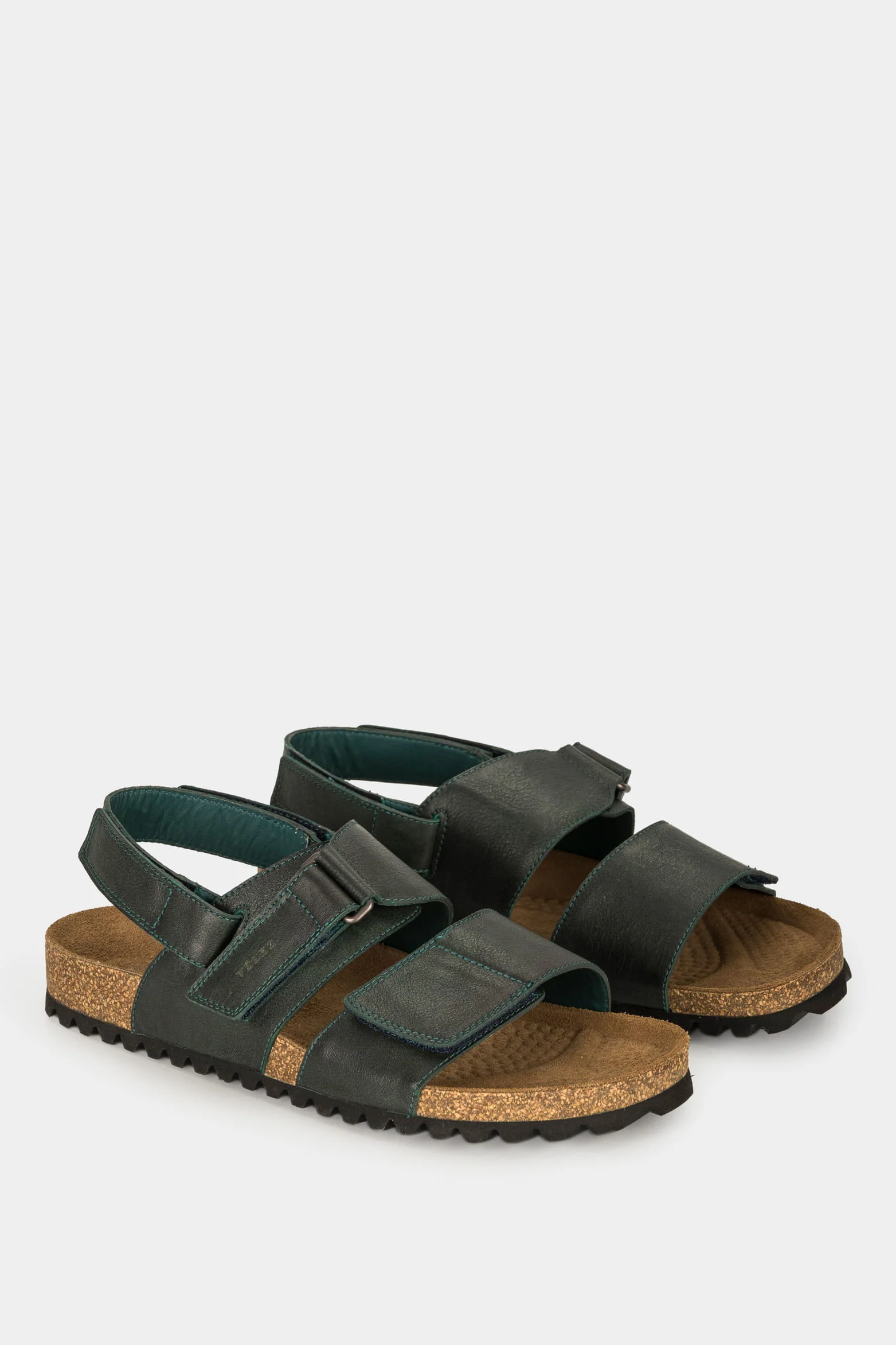 Men’s Orcian Flat Leather Sandal with Hook-and-Loop Straps - Image 2