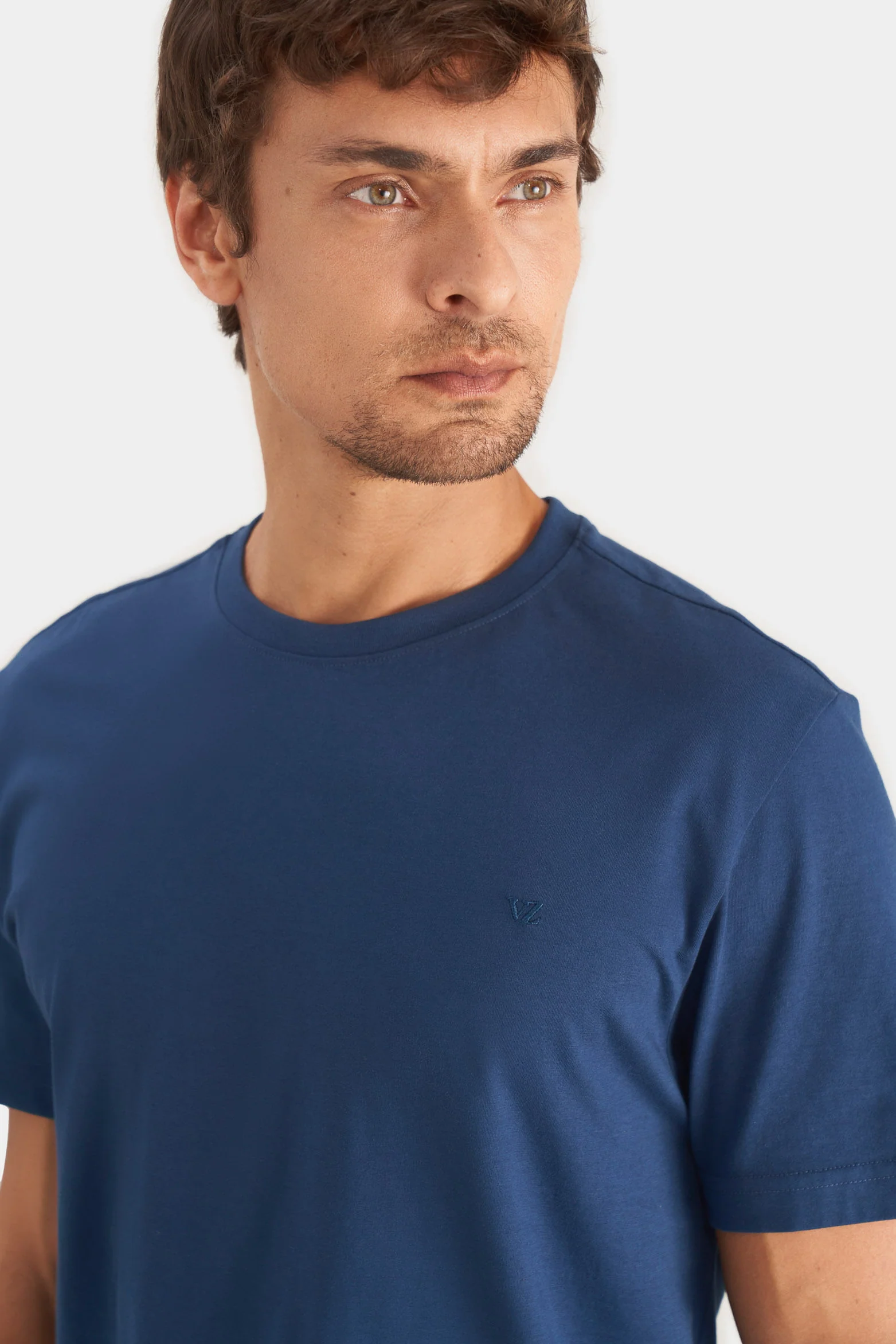Men’s Peru Crew Neck Basic T-Shirt in Dark Blue Jersey - Image 2