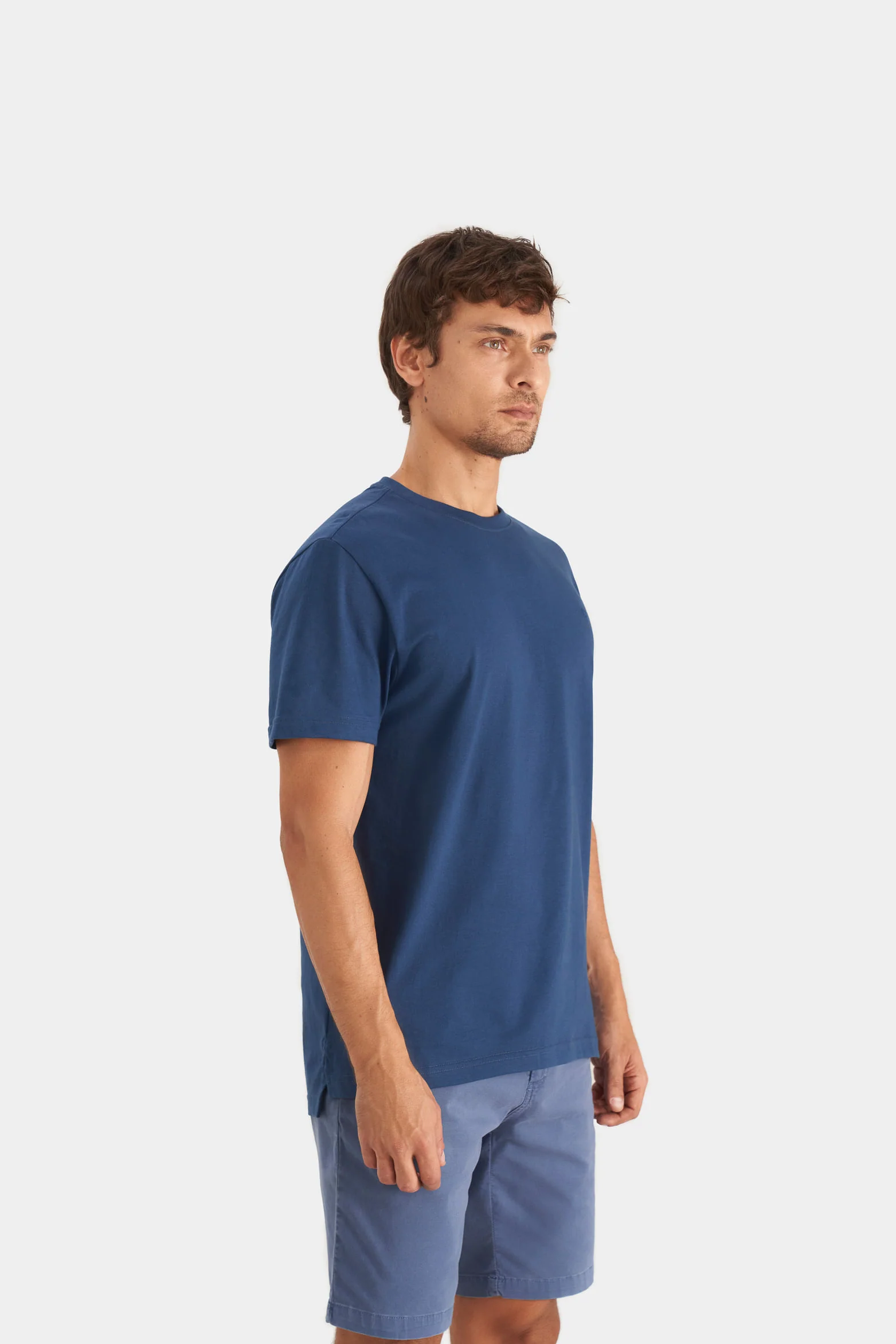 Men’s Peru Crew Neck Basic T-Shirt in Dark Blue Jersey - Image 3