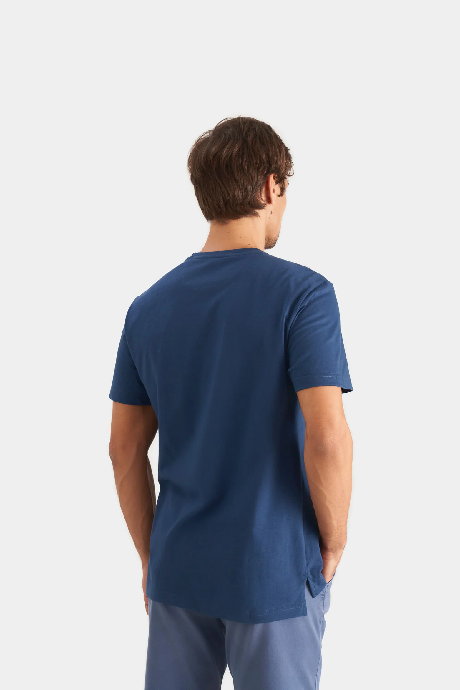 Men’s Peru Crew Neck Basic T-Shirt in Dark Blue Jersey - Image 5