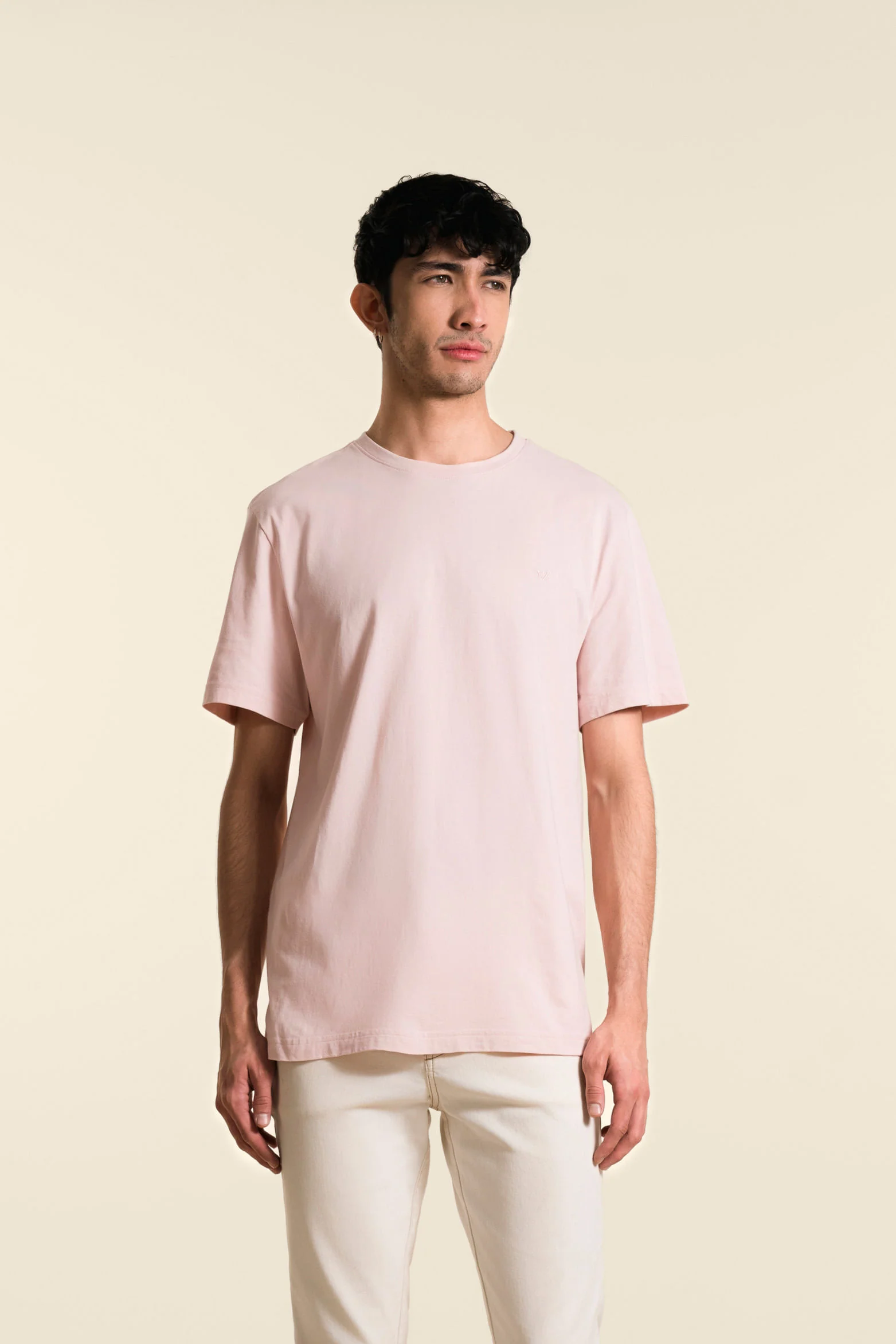Men’s Peru Crew Neck Basic T-Shirt in Pink Jersey