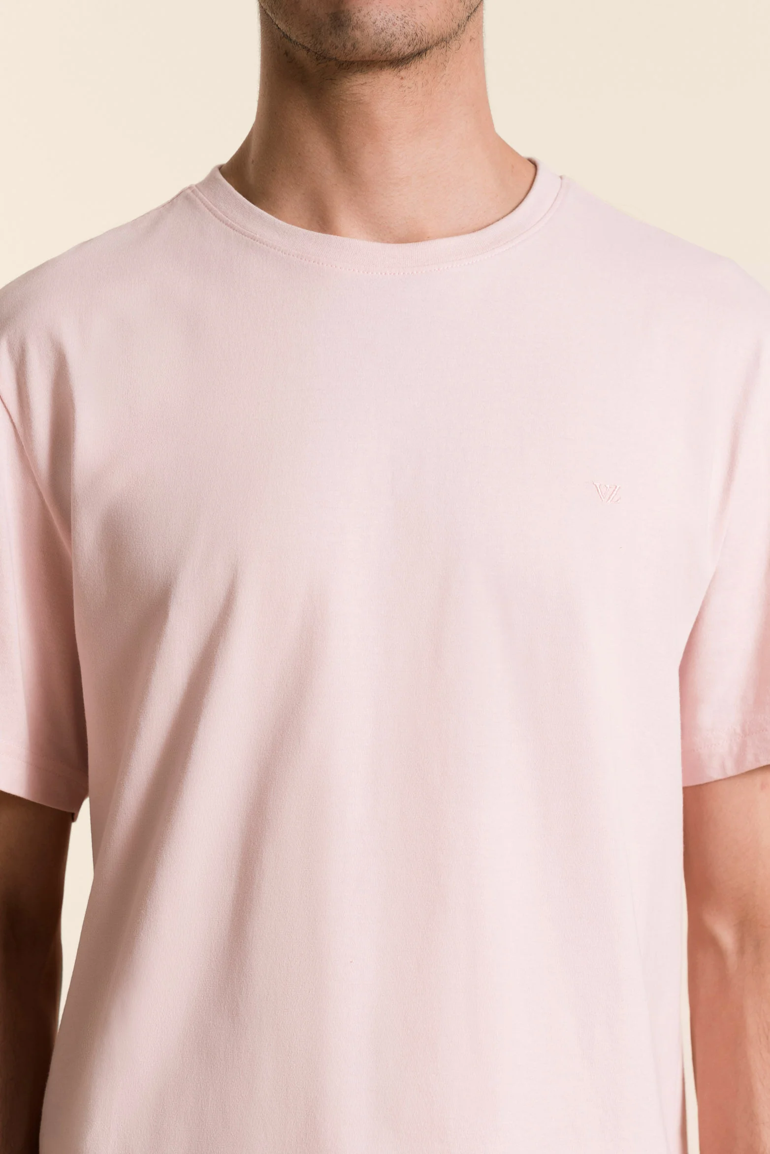 Men’s Peru Crew Neck Basic T-Shirt in Pink Jersey - Image 4
