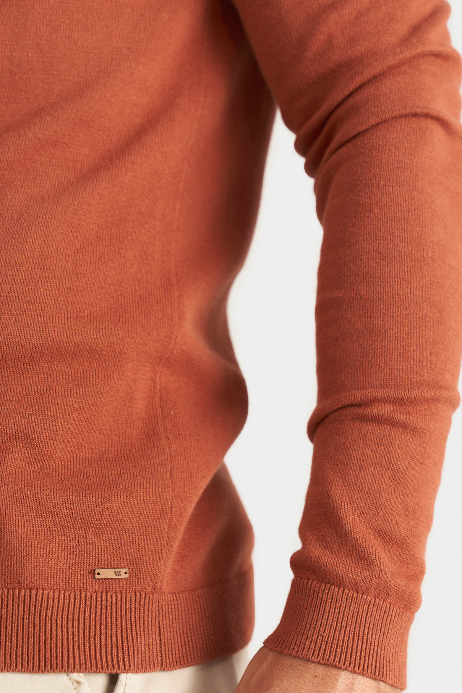 Men’s Pyxis Long Sleeve Knit Polo in Brandy - Image 4