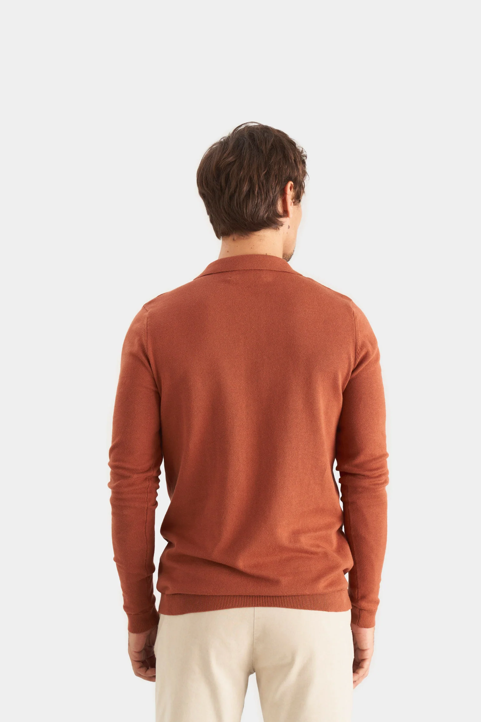 Men’s Pyxis Long Sleeve Knit Polo in Brandy - Image 5
