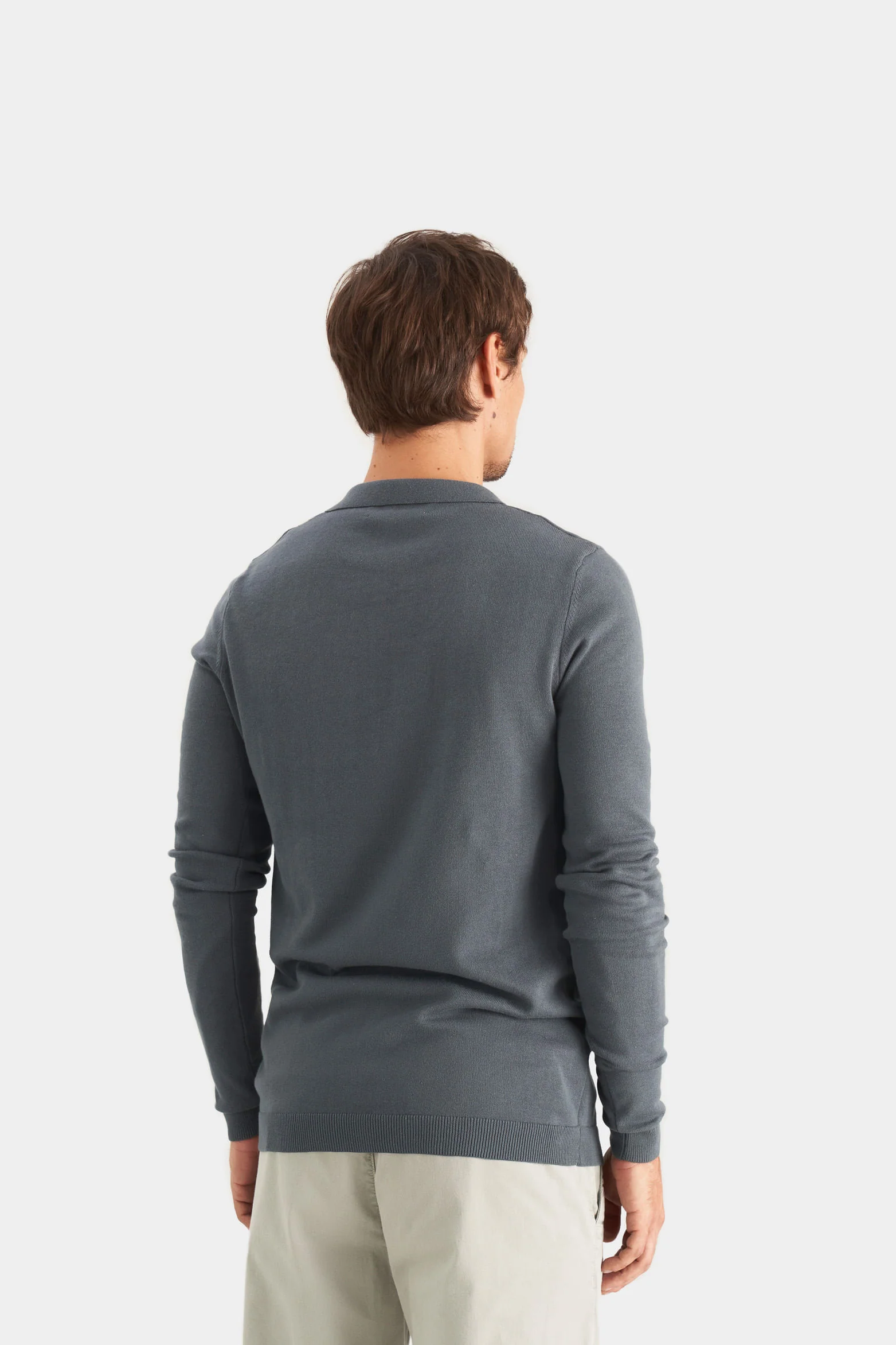 Men’s Pyxis Long Sleeve Knit Polo in Green - Image 5