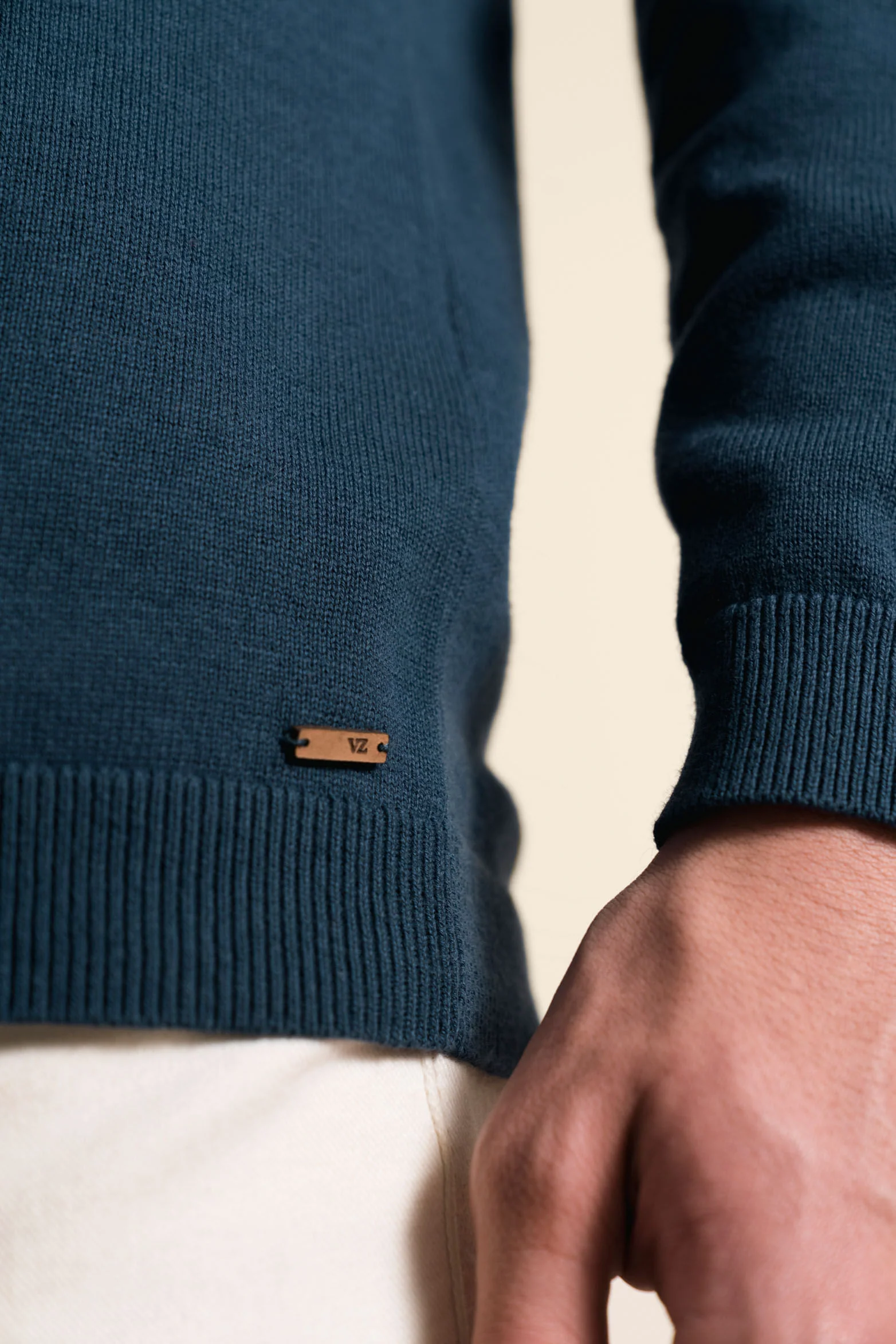 Men’s Pyxis Long Sleeve Knit Polo in Navy Blue - Image 4