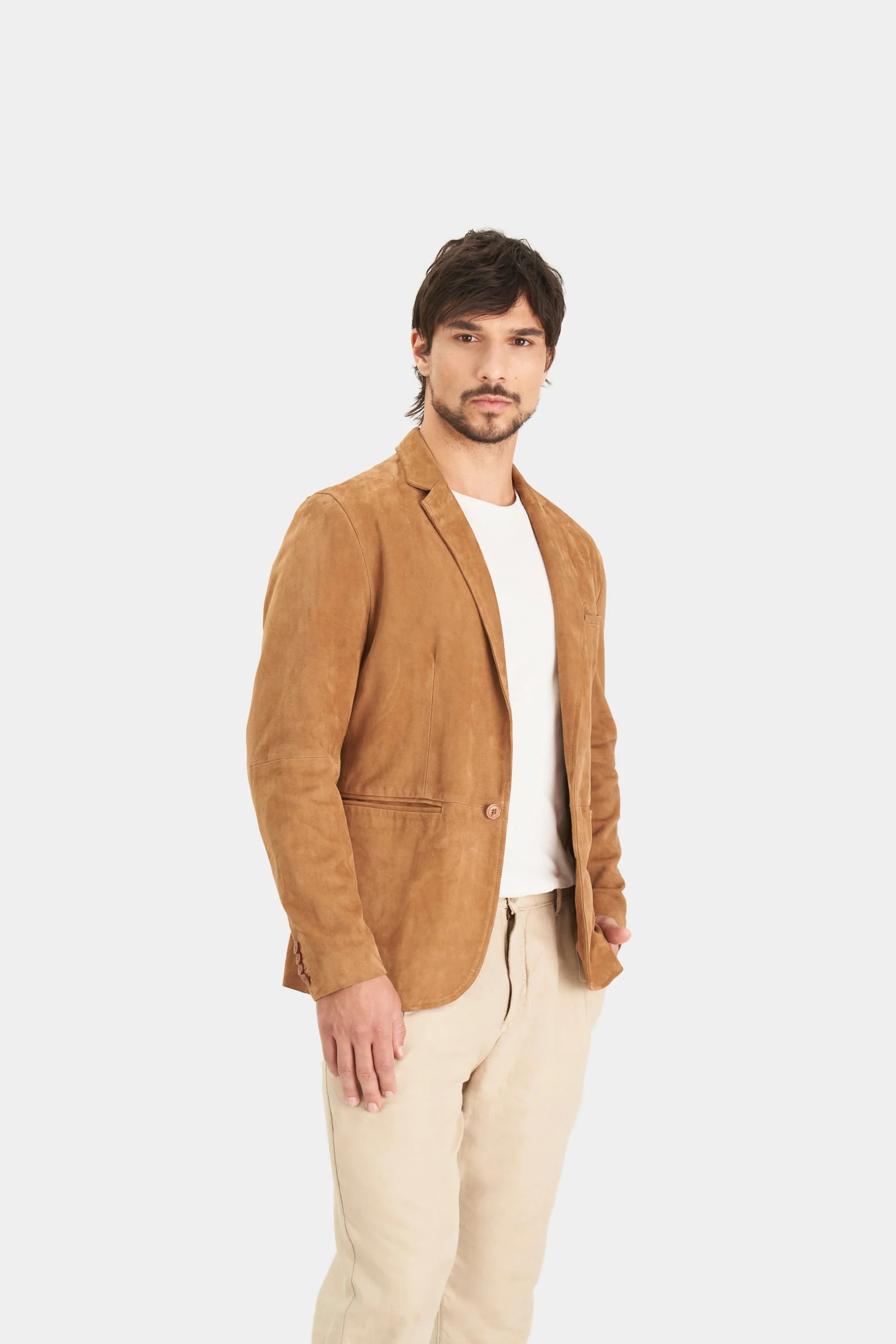 Men’s Semi-Fitted Niger Suede Blazer in Honey - Image 5