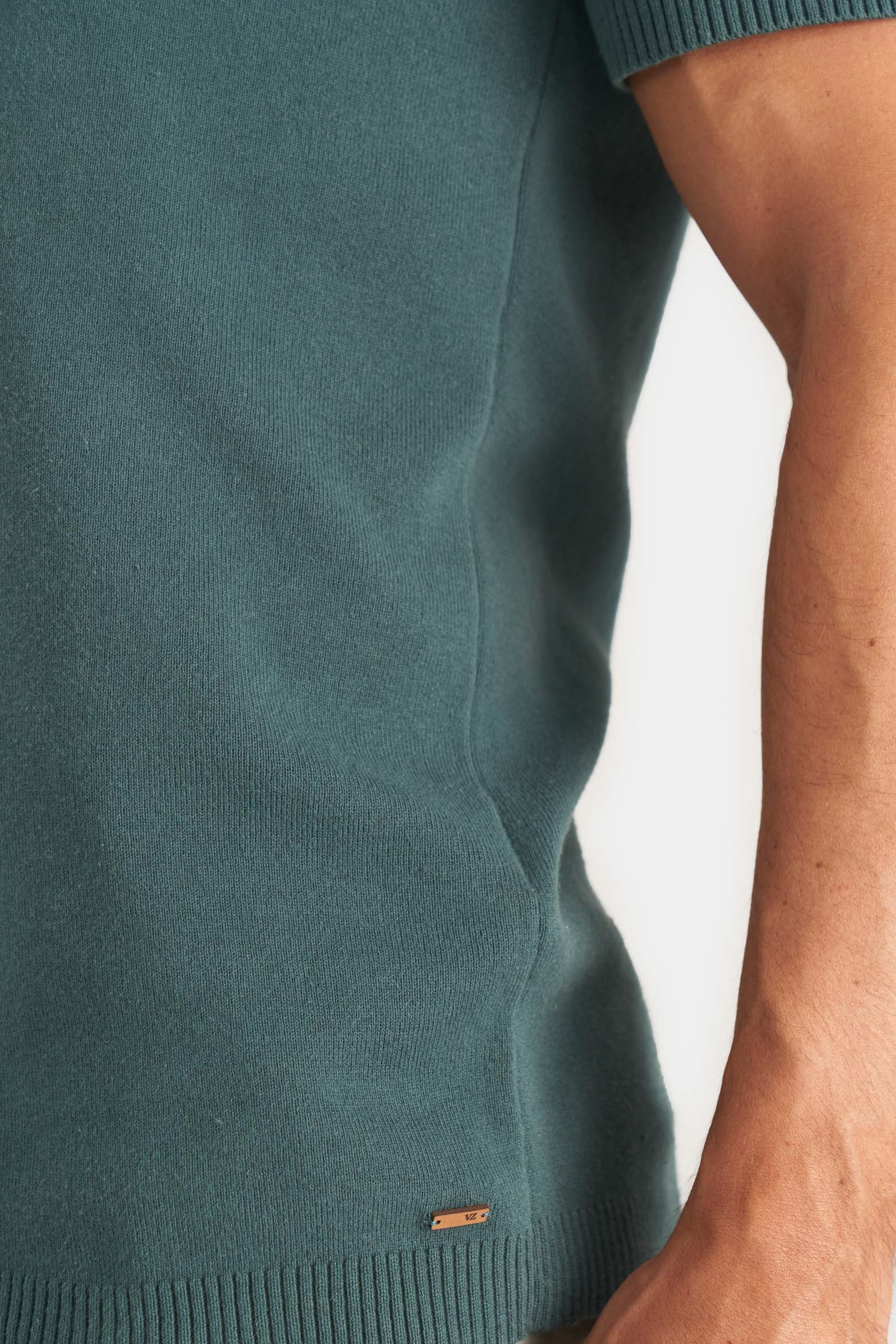 Men’s V-Neck Knit Polo in Aquamarine XX - Image 4
