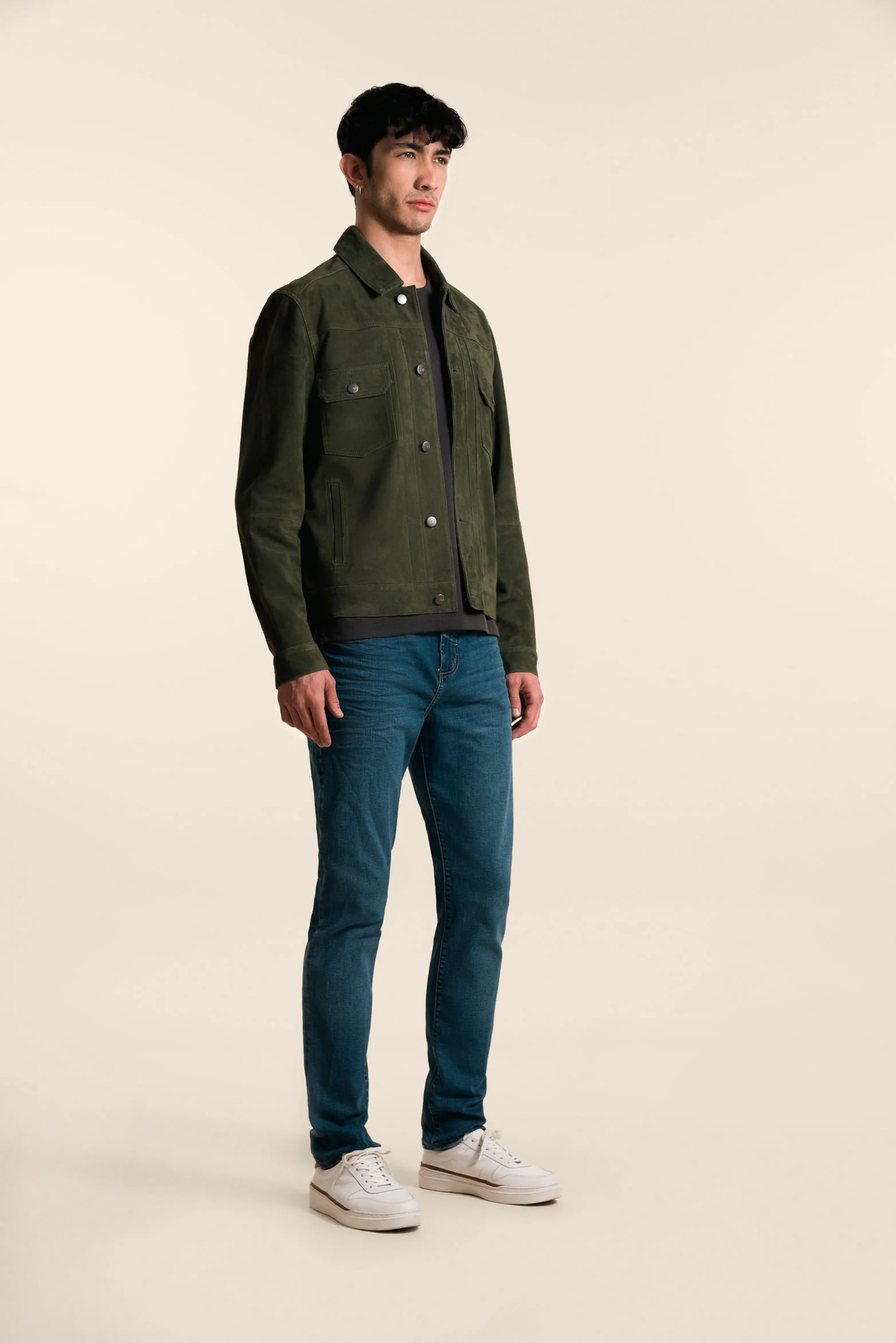Men's Chambray Collar Zambeze Suede Jacket - Image 3