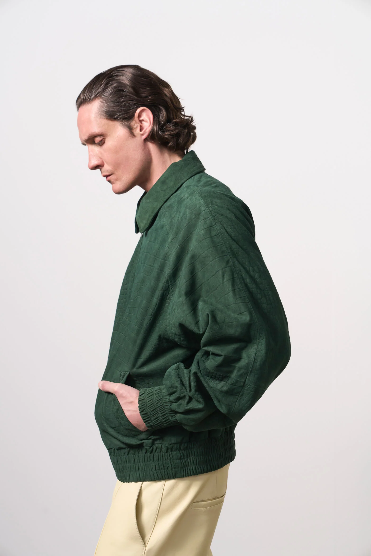 Men's Croco Suede Bomber Jacket - Image 4