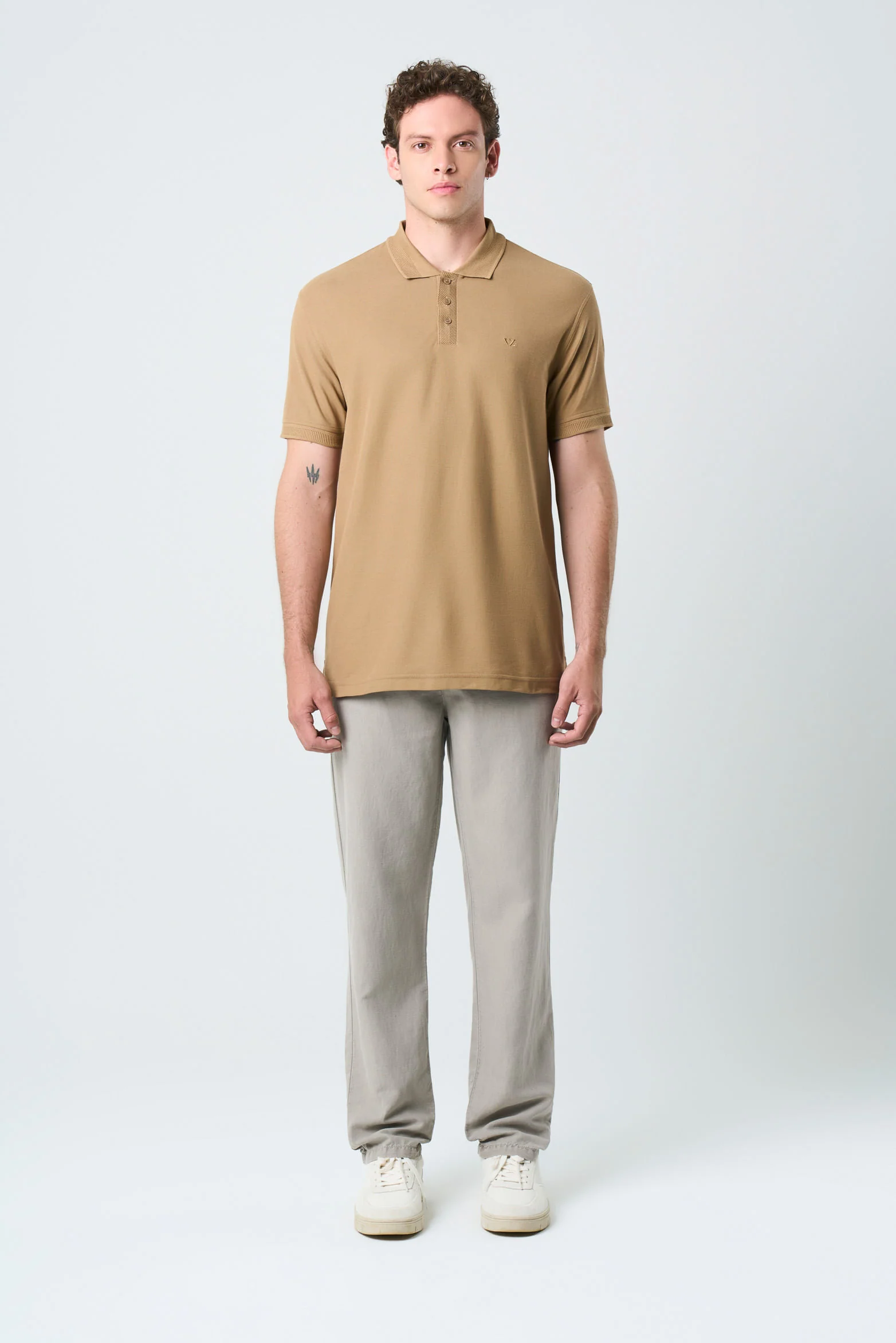 Men's Semi Fit Polo Shirt Jacquard Detail - Image 4