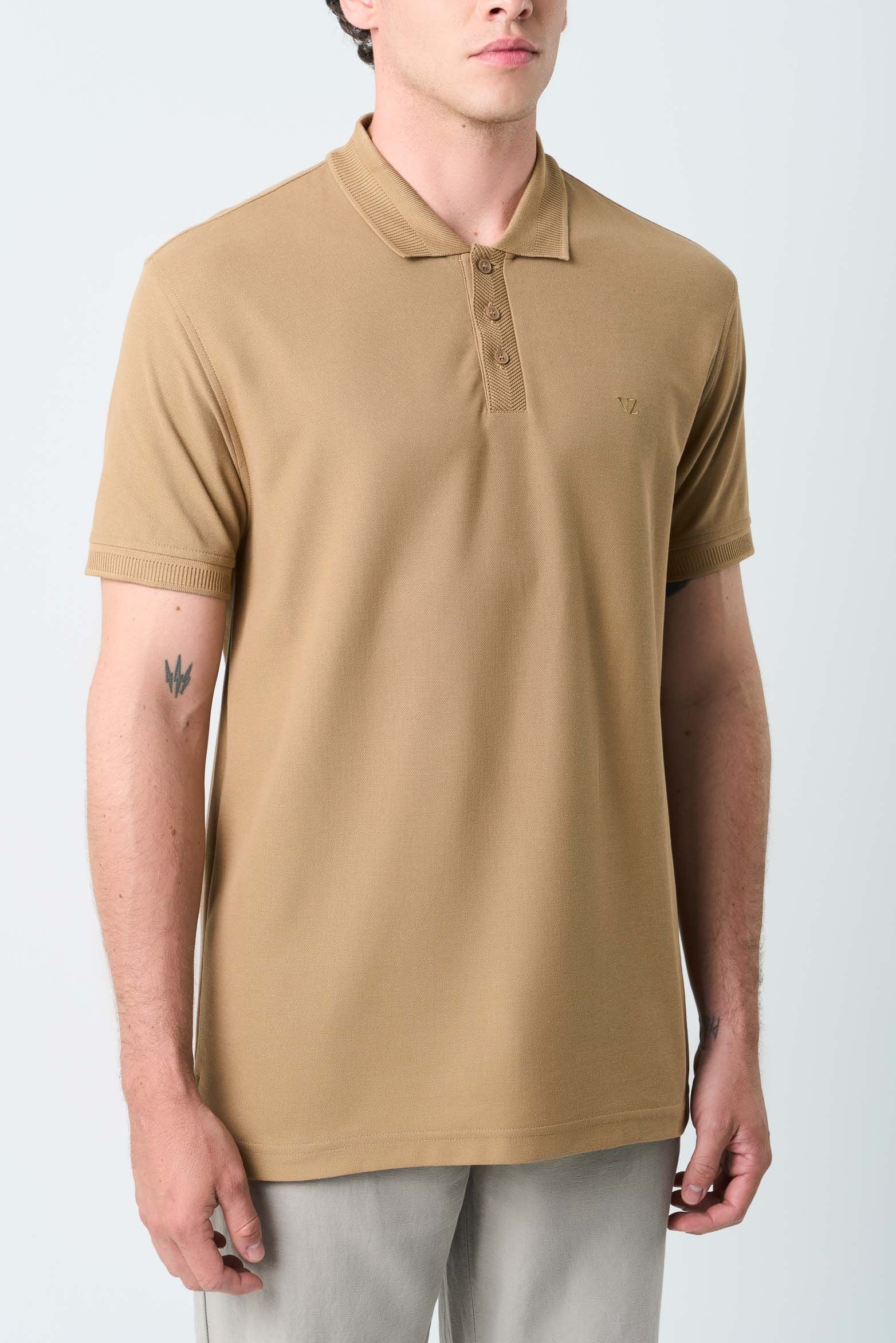 Men's Semi Fit Polo Shirt Jacquard Detail - Image 5