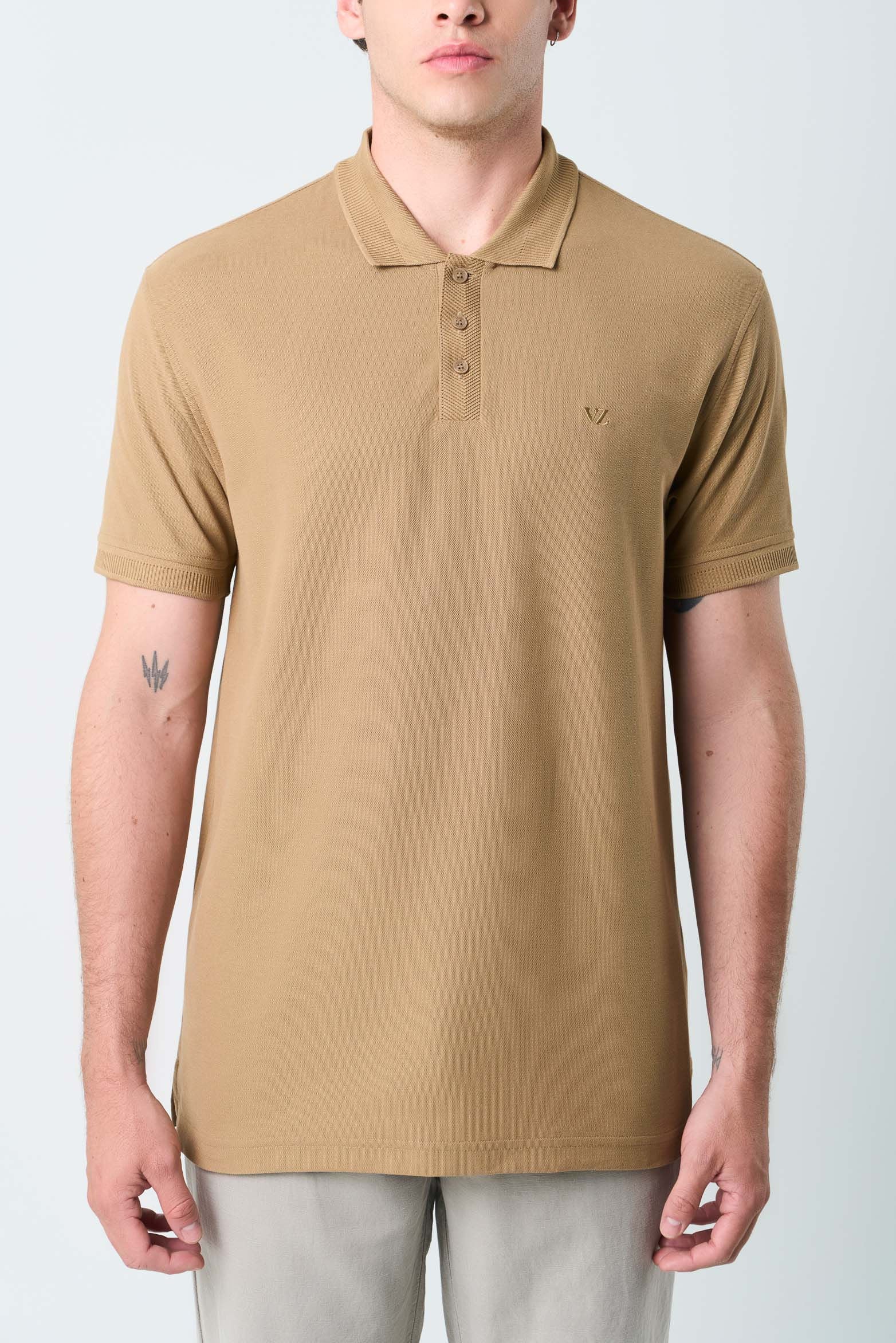 Men's Semi Fit Polo Shirt Jacquard Detail - Image 7