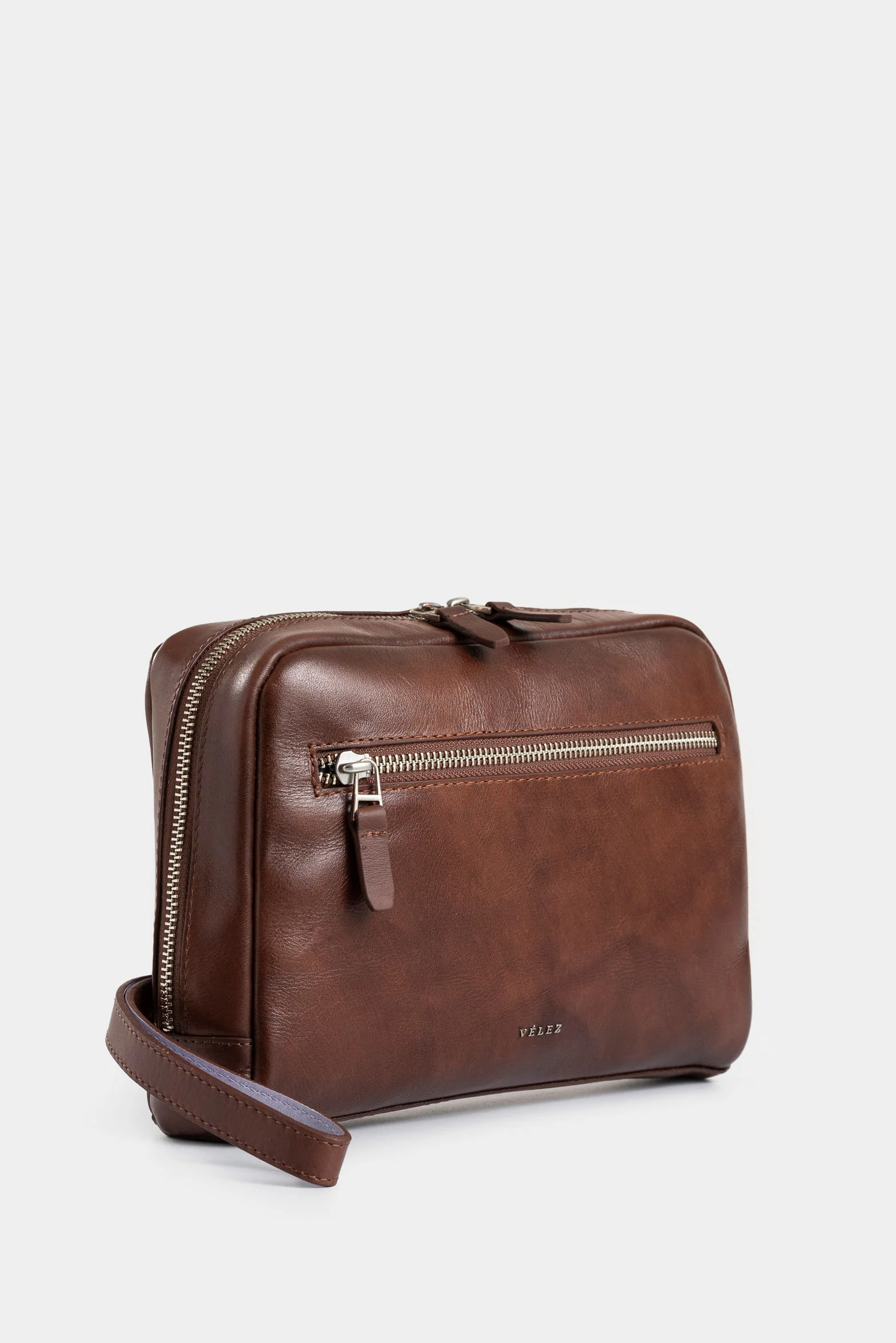Men's Taupe 2.0 Leather Travel Organizer with Contrast Handle Detail - Image 2
