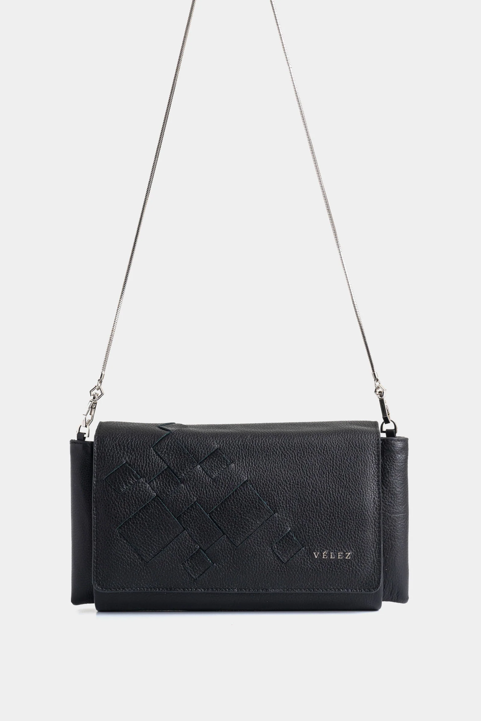 Mentha Leather Bowling Bag for Women with Woven Detail