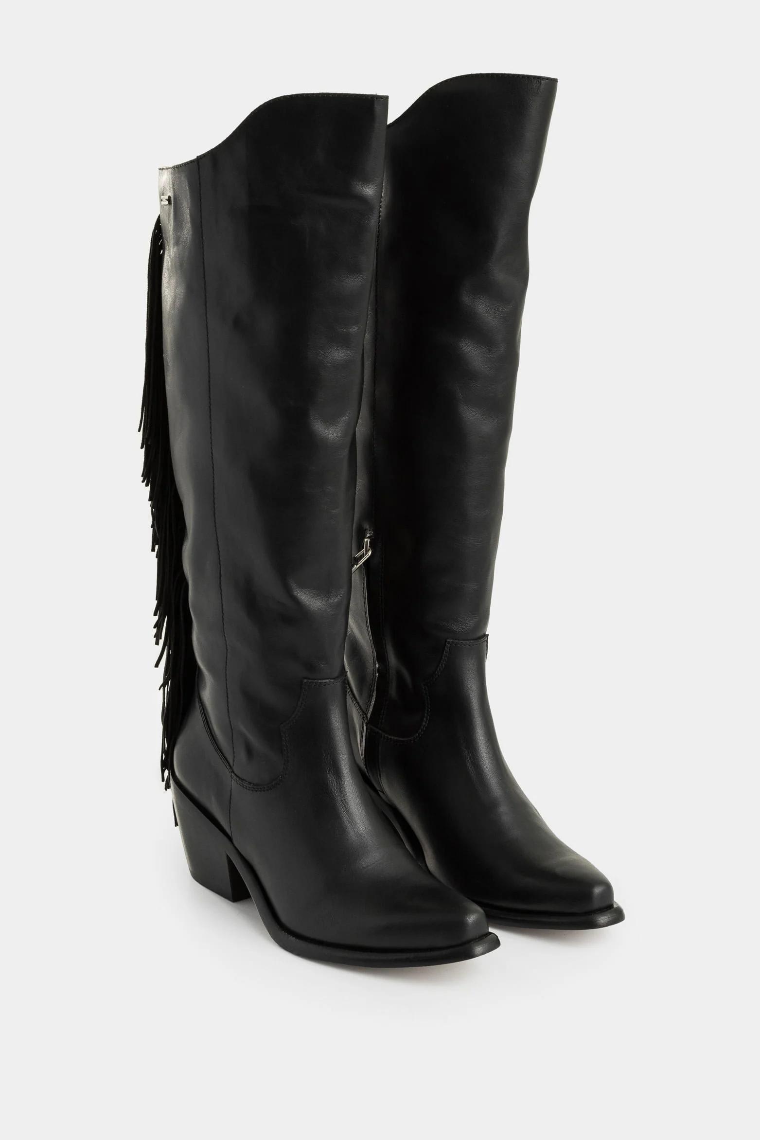 Mimosa Leather Heeled Boots for Women with Fringe - Image 2