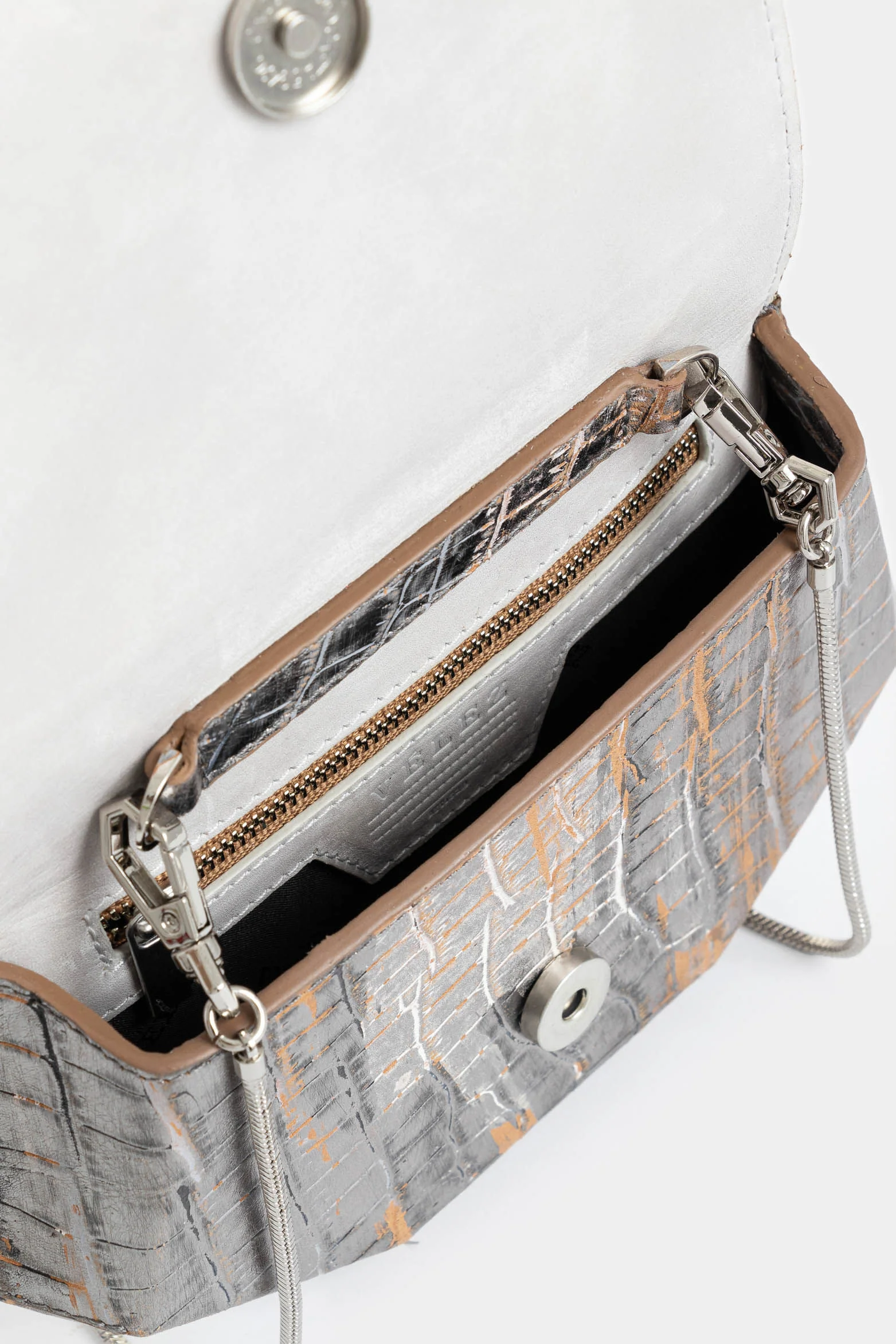 Mini Hexa Leather Crossbody Bag Asymmetrical Cut - Image 5