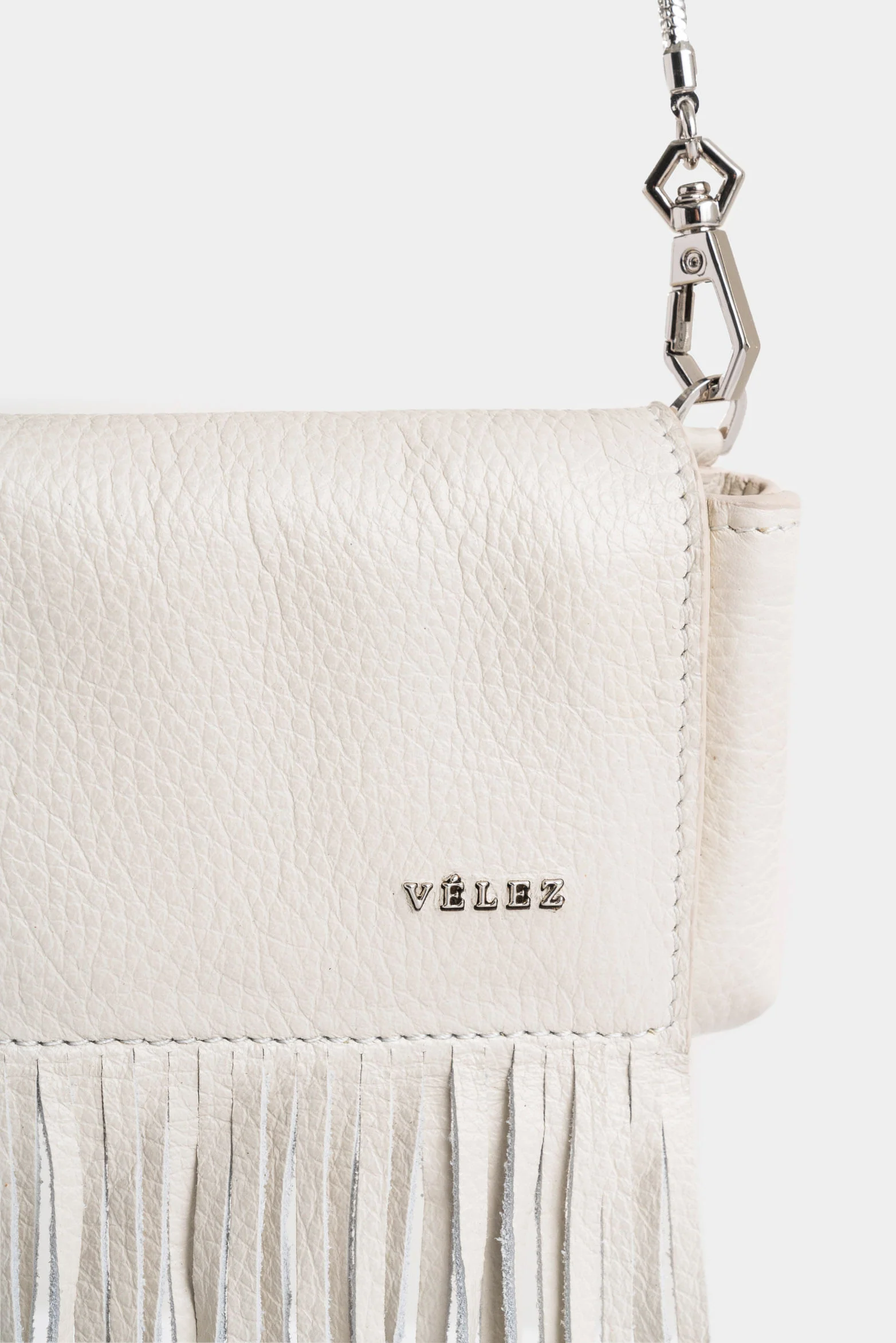 Mini Tabit cracked leather crossbody bag for women with fringes - Image 4