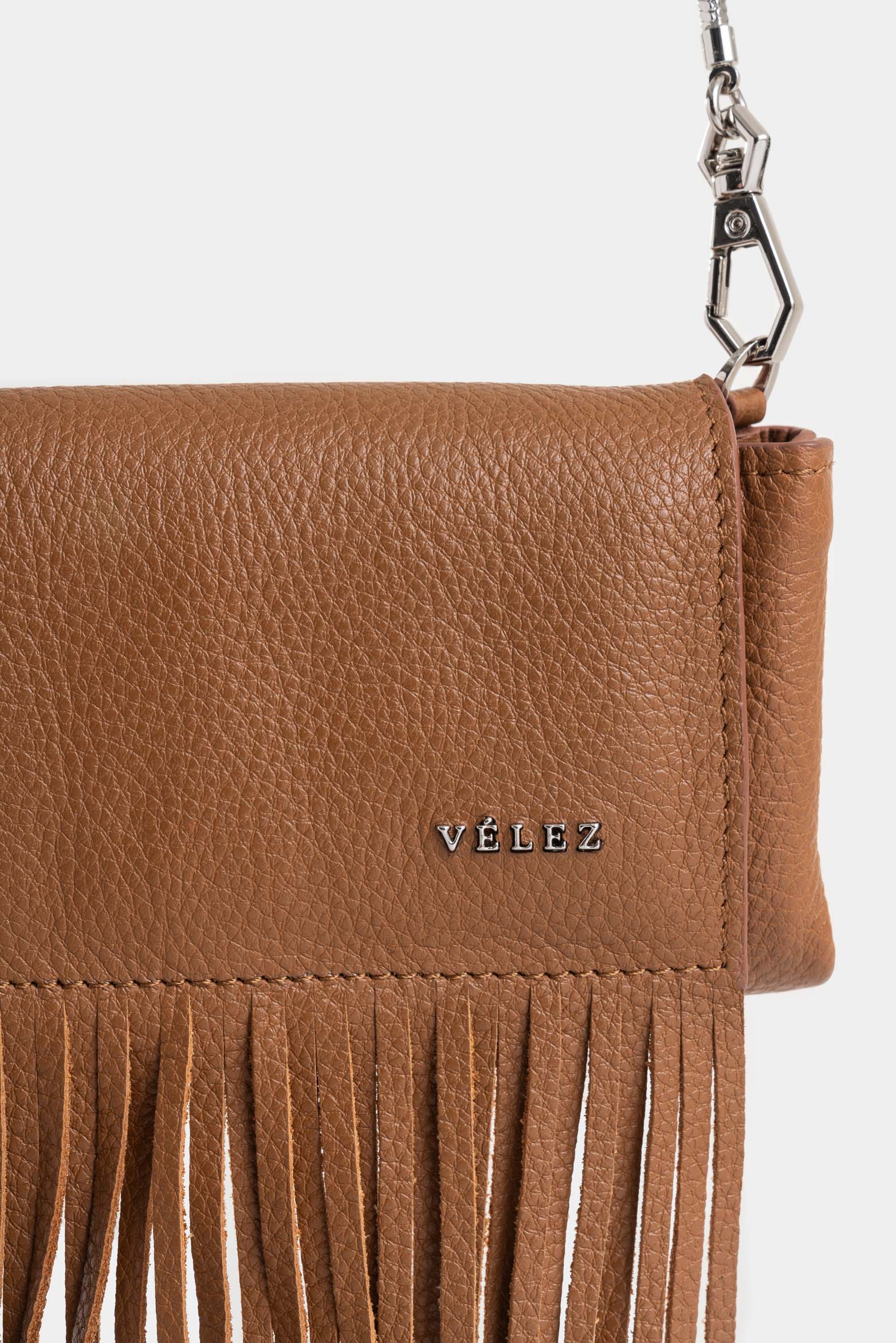 Mini Tabit cracked leather crossbody bag for women with fringes - Image 4