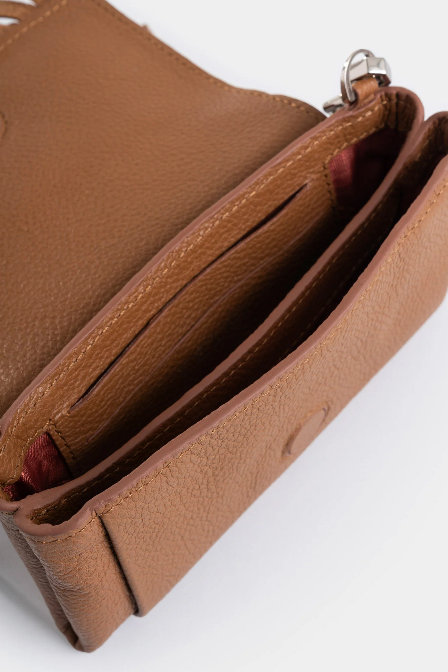 Mini Tabit cracked leather crossbody bag for women with fringes - Image 5