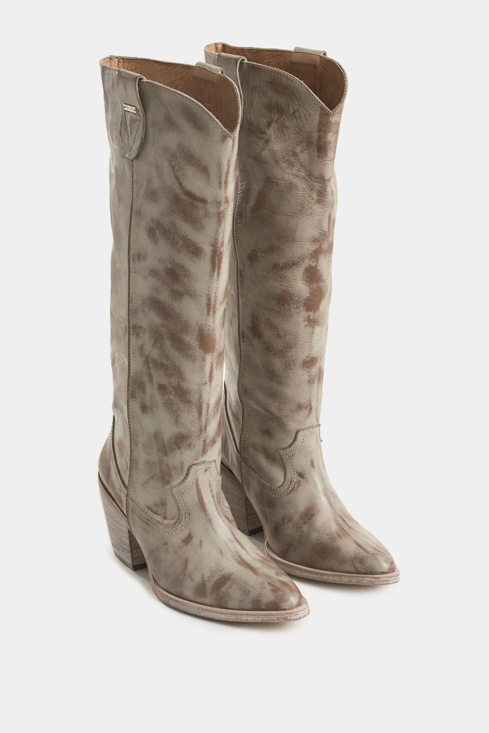 Orchid Calf Leather Boots with Rustic Finish for Women - Image 2