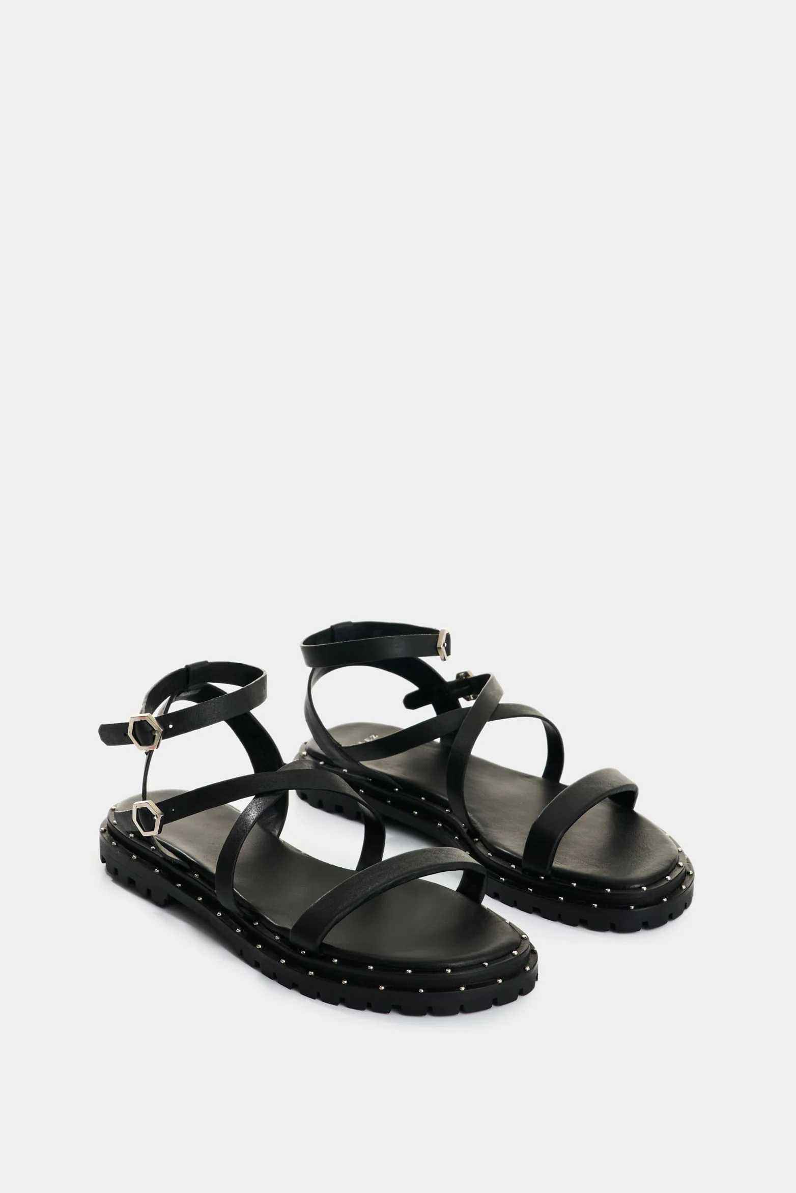 Orion Flat Leather Sandal for women with studs - Image 2