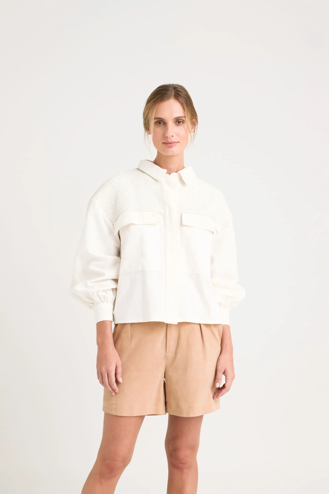 Oversized Iris Linen Jacket for Women with Knitted Cuffs
