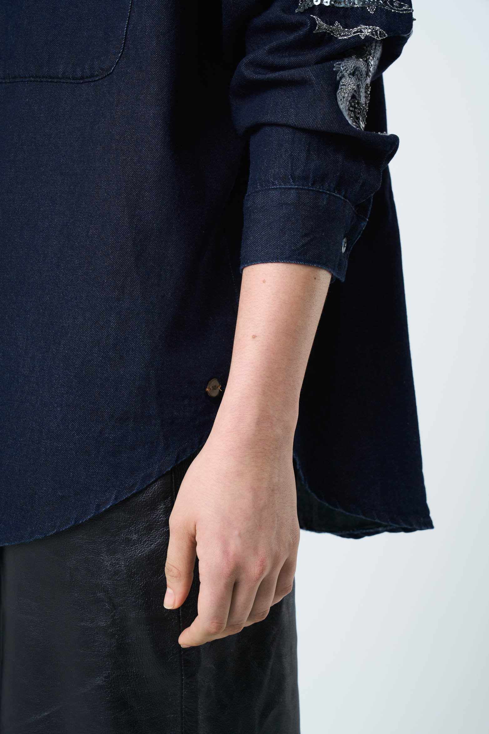 Oversized Shirt for Women with Metallic Embroidery - Image 8