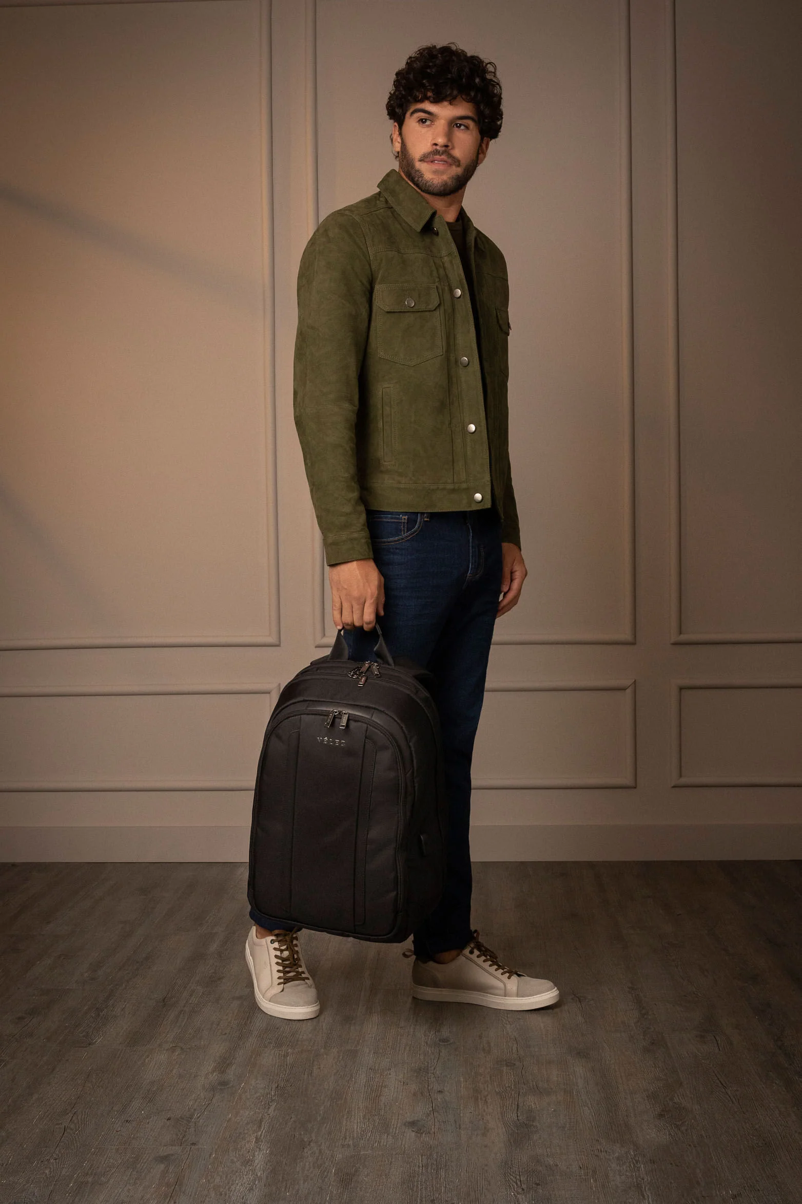 Oviedo Monochrome Canvas Backpack in Black - Image 2