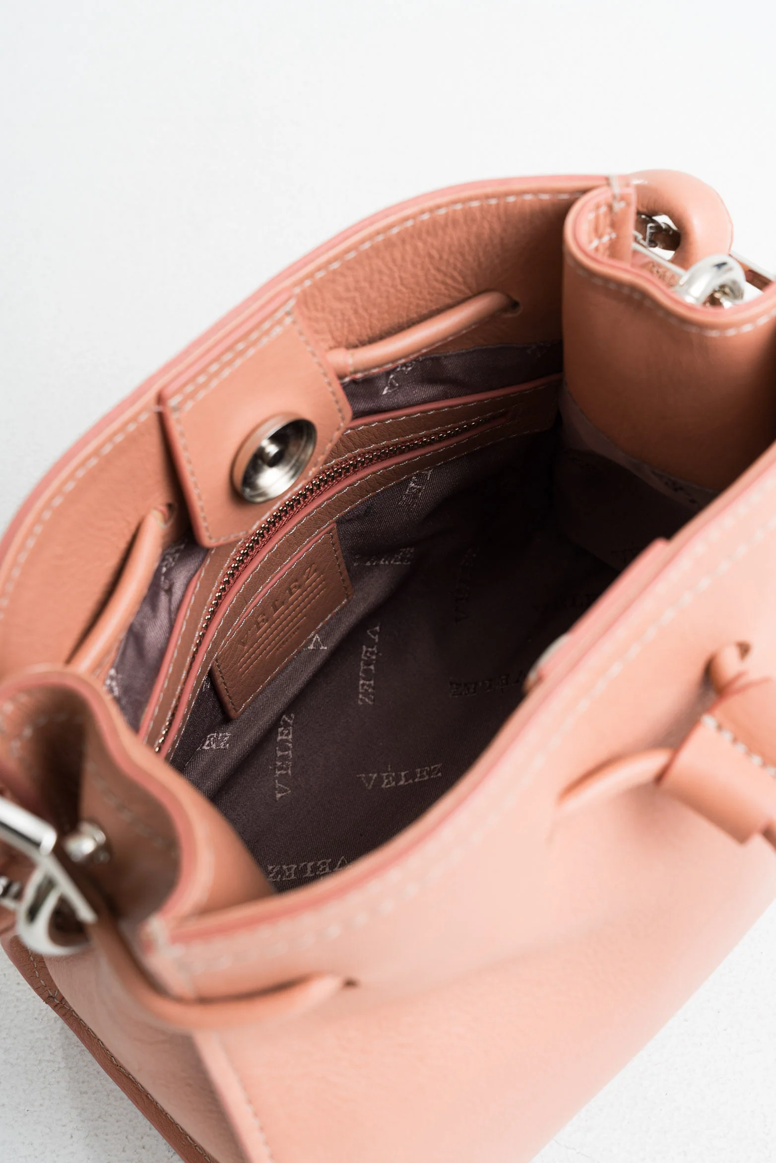Pers Leather Hands-Free Bag for Women with Knotted Detail in Pink - Image 5