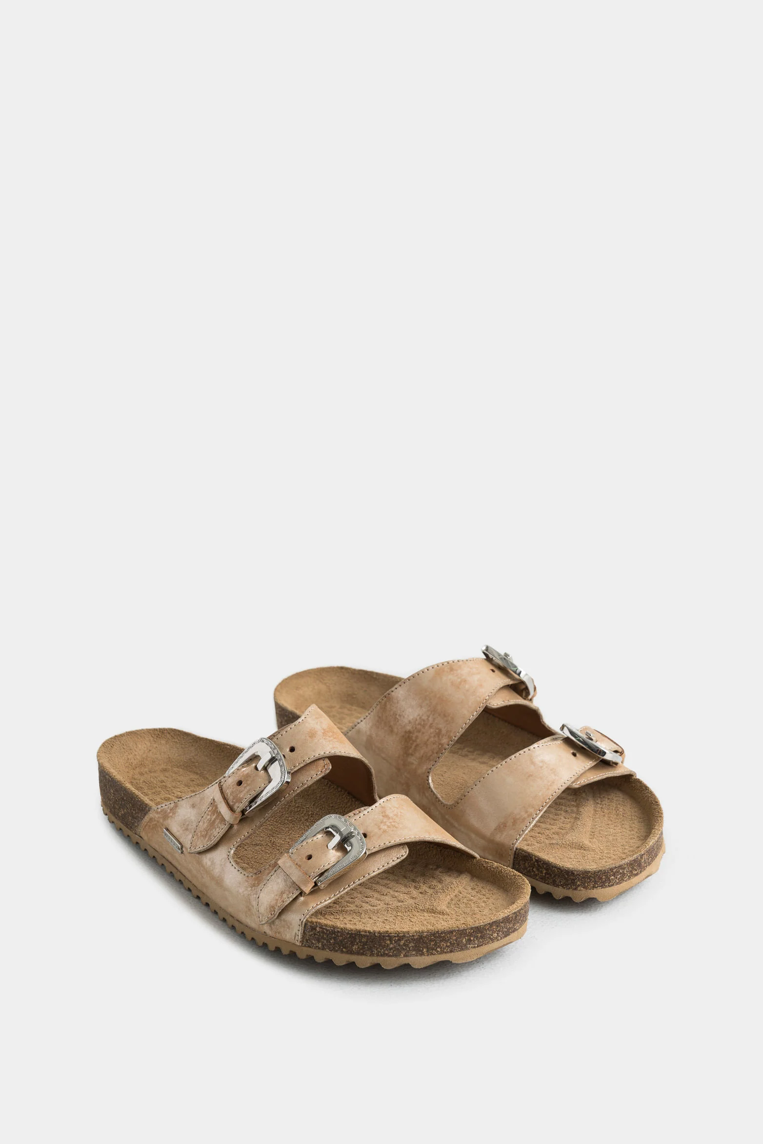Pilos Flat Sandals in Foil Leather with Cork Sole - Image 2