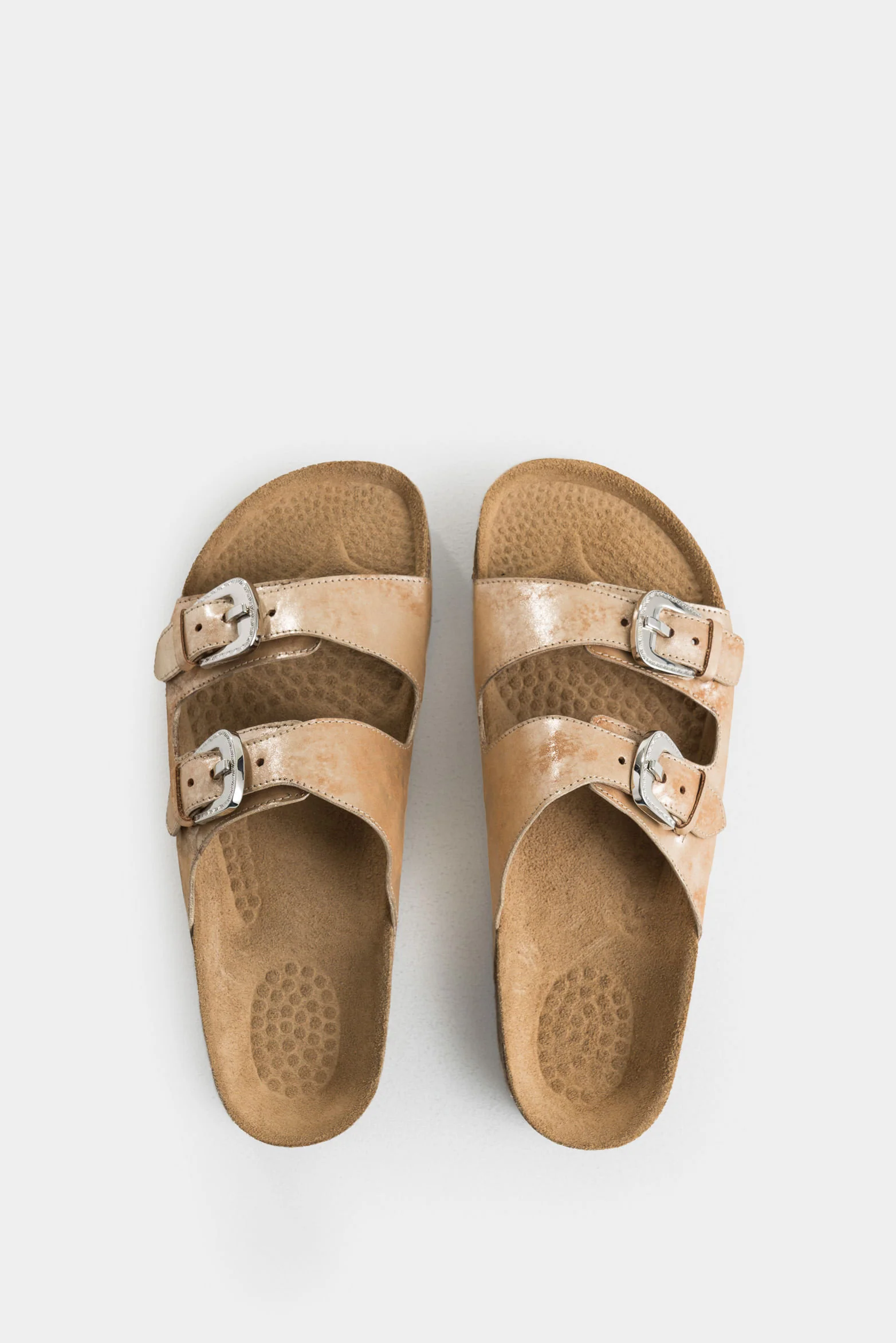 Pilos Flat Sandals in Foil Leather with Cork Sole - Image 4