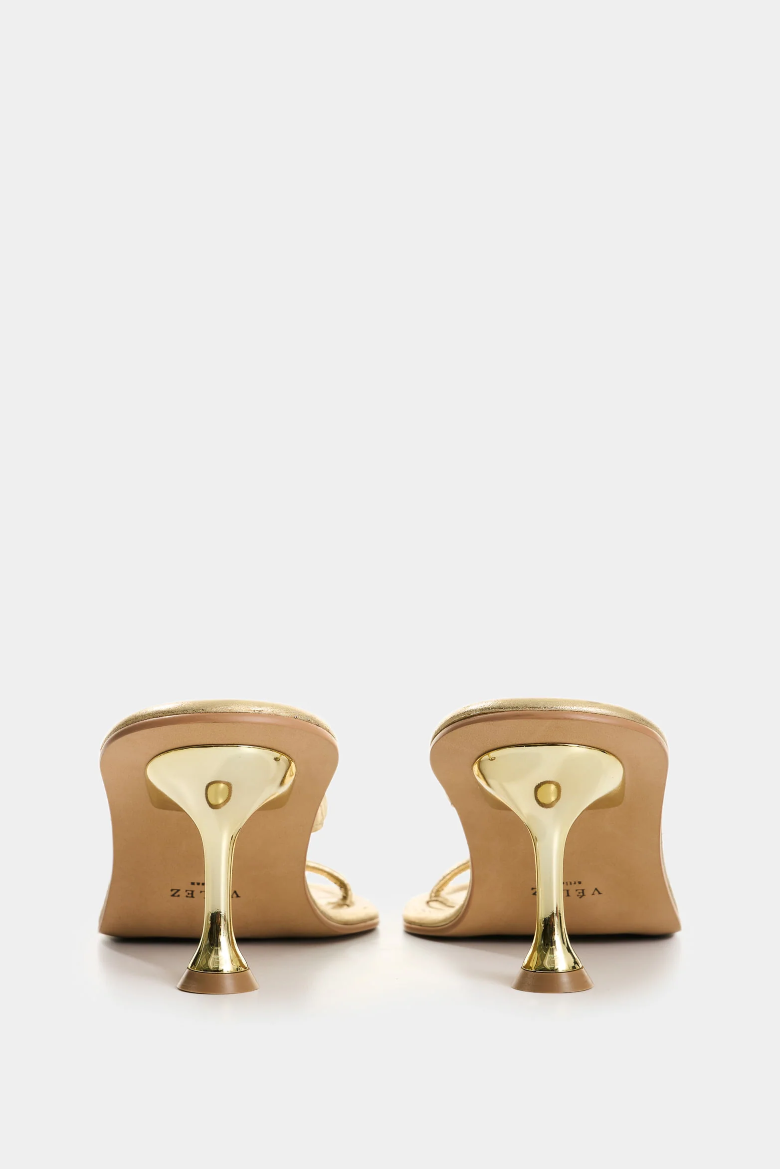 Radiant Gold Foil Leather Heeled Sandals for Women - Image 3